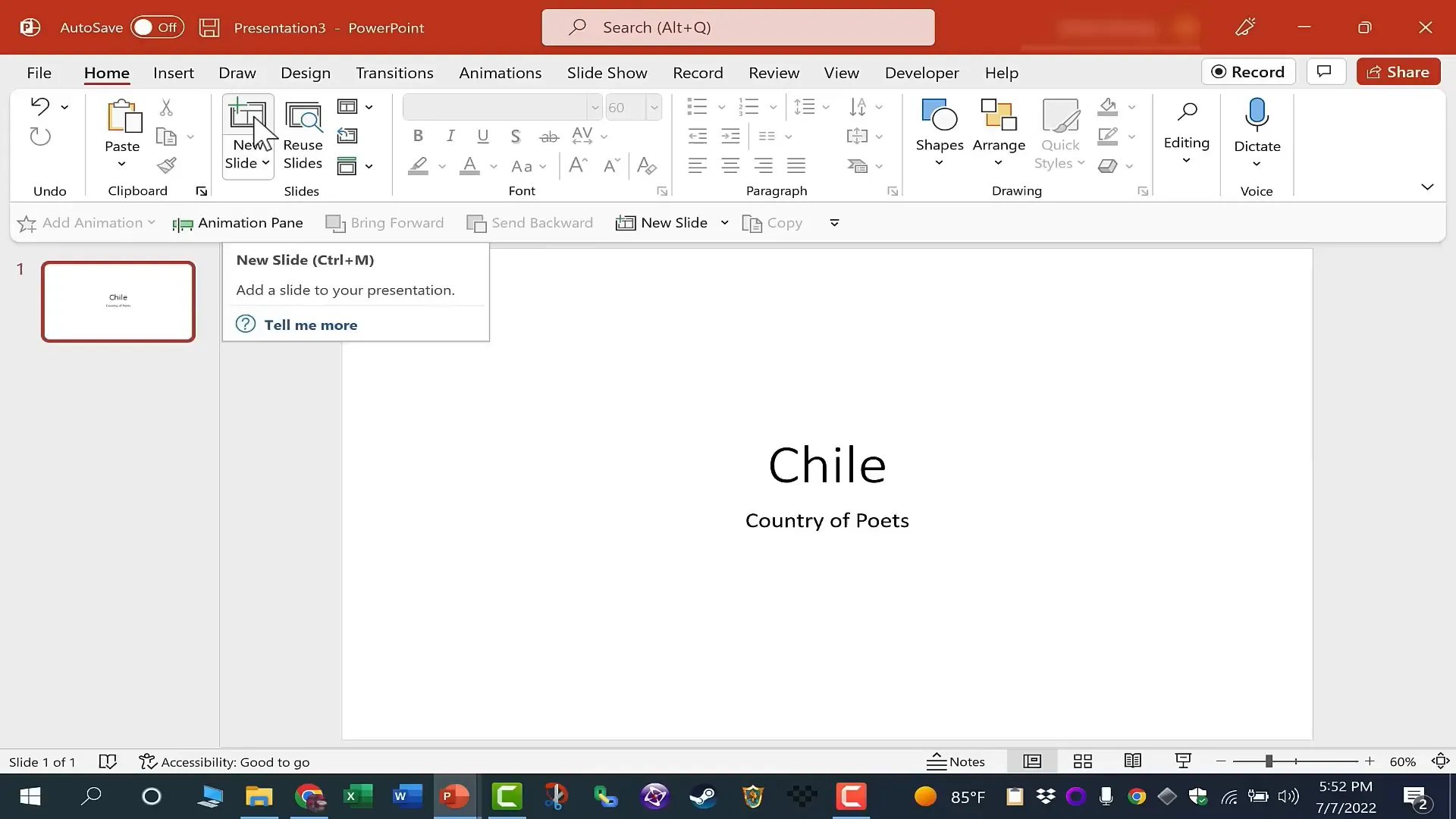 Adding new slide with title and content layout