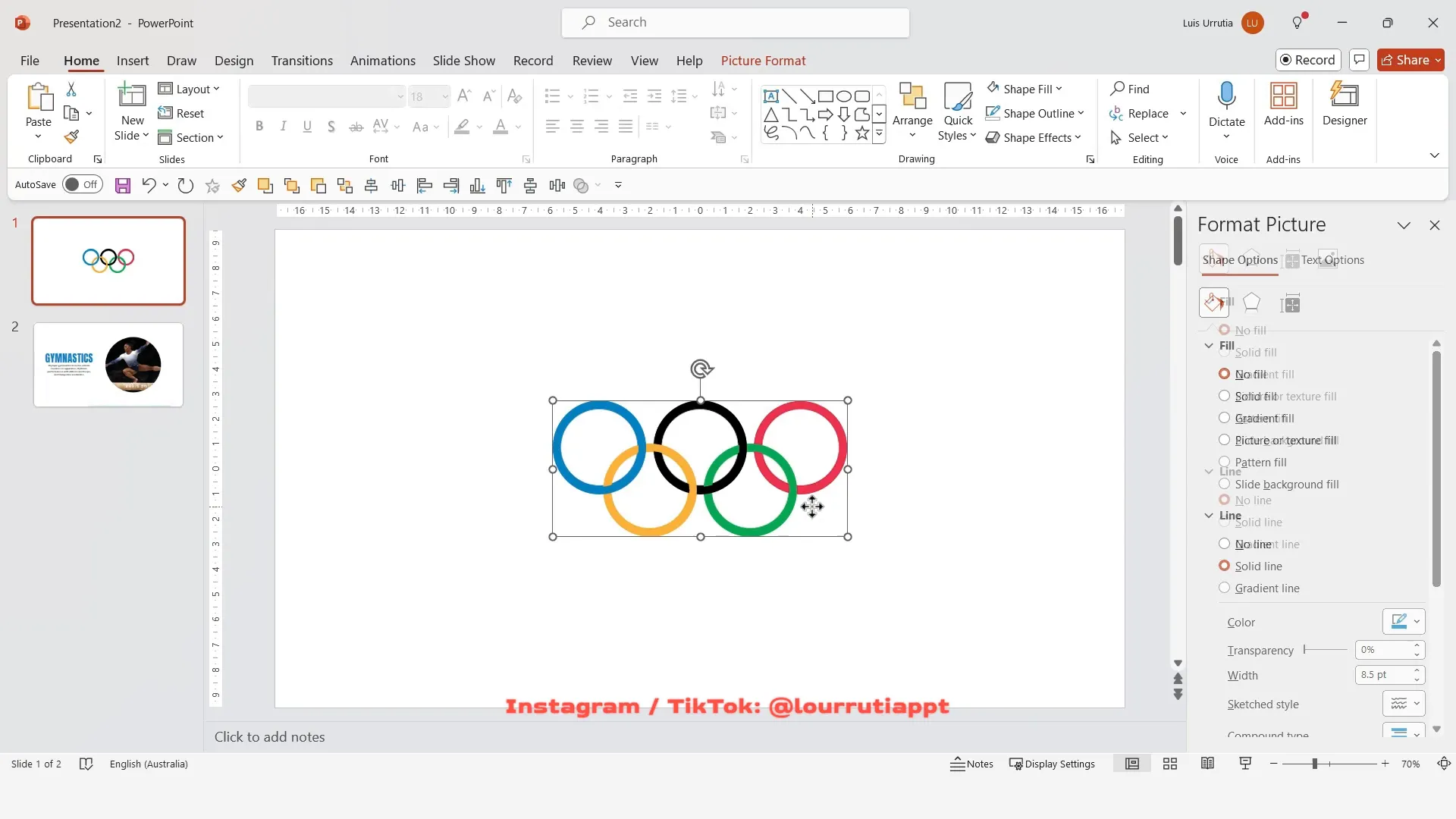 Duplicating and coloring Olympic rings in PowerPoint