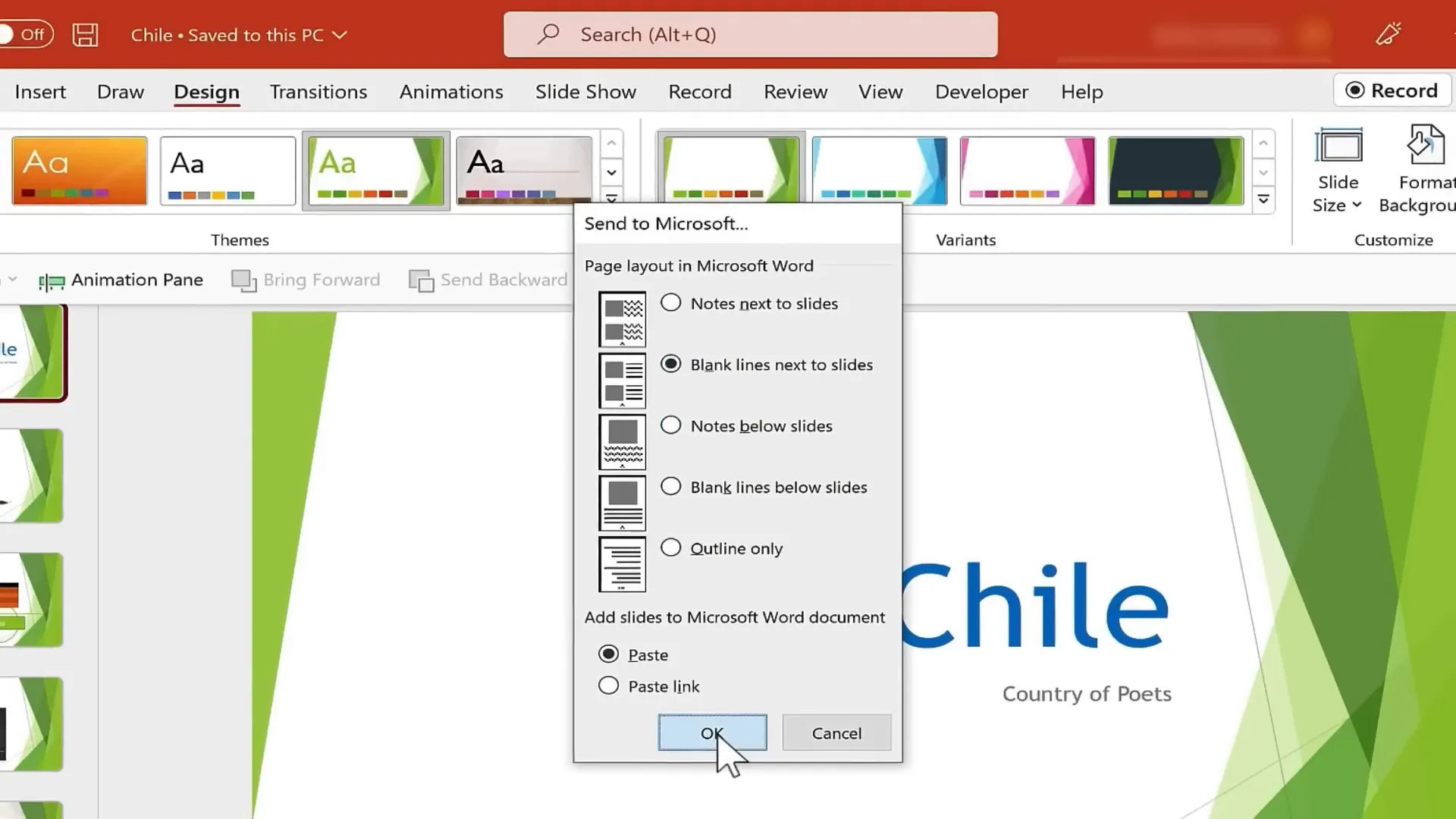 Exporting PowerPoint presentation and creating handouts