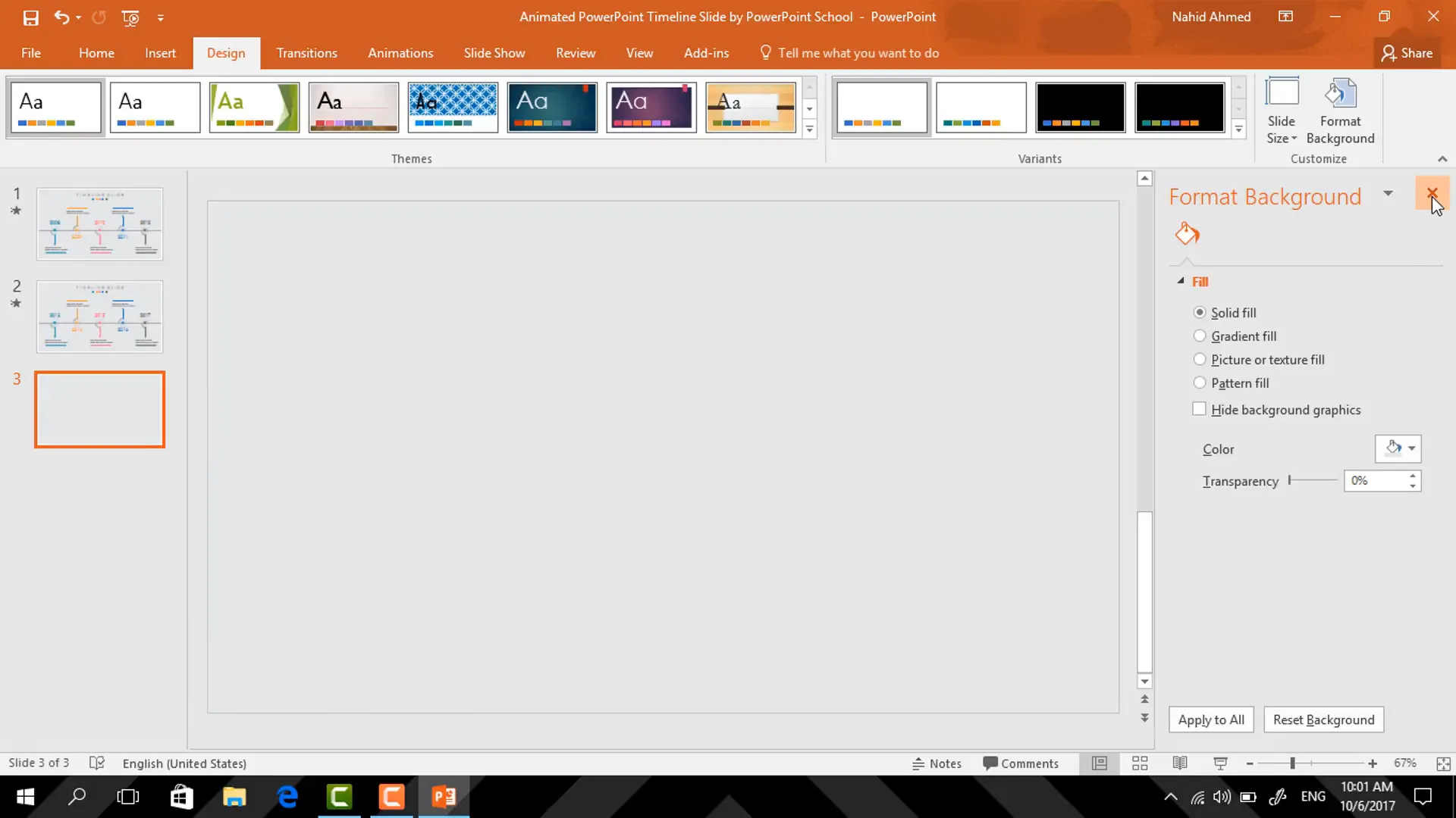 Changing background color in PowerPoint