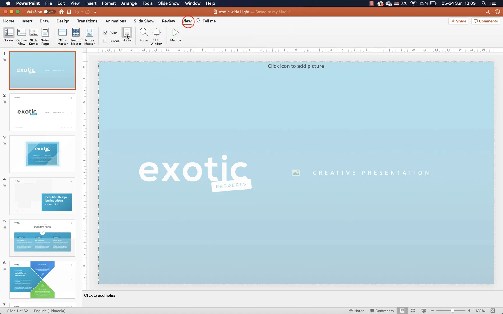 Opening Exotic PowerPoint template light version