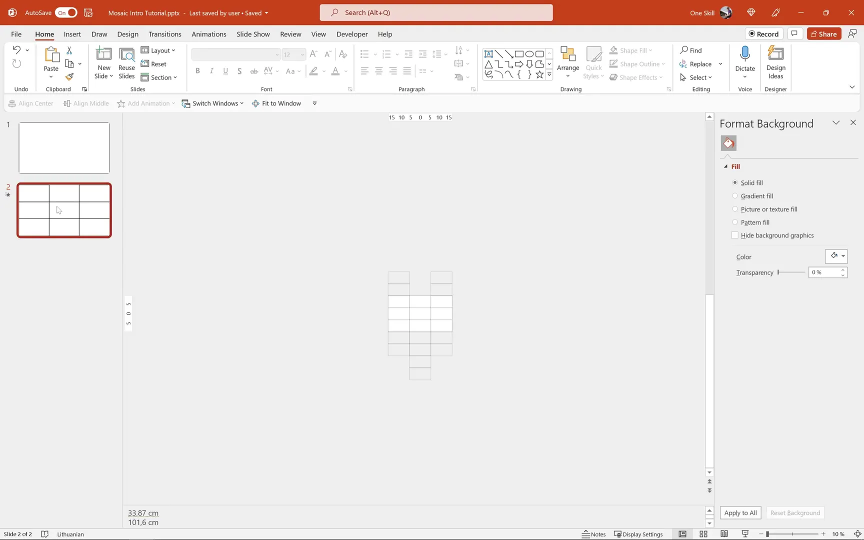 Preview of zoom out with scrolling mosaic animation