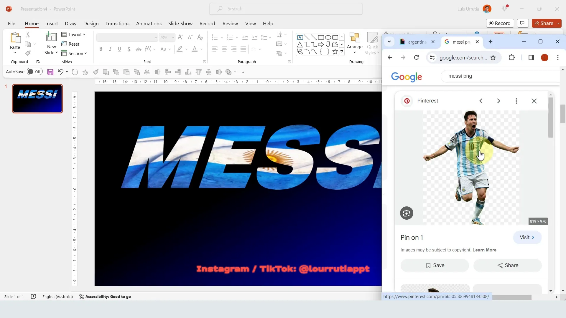 Adding PNG image and final text to slide
