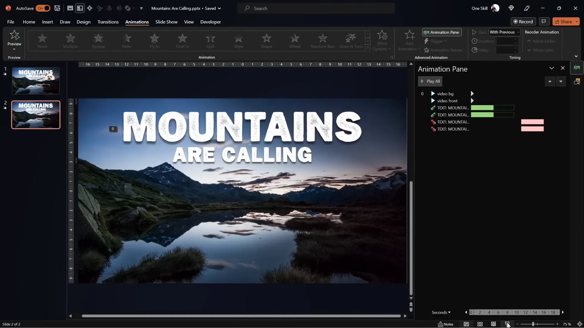 Text flying out and zooming out exit animations