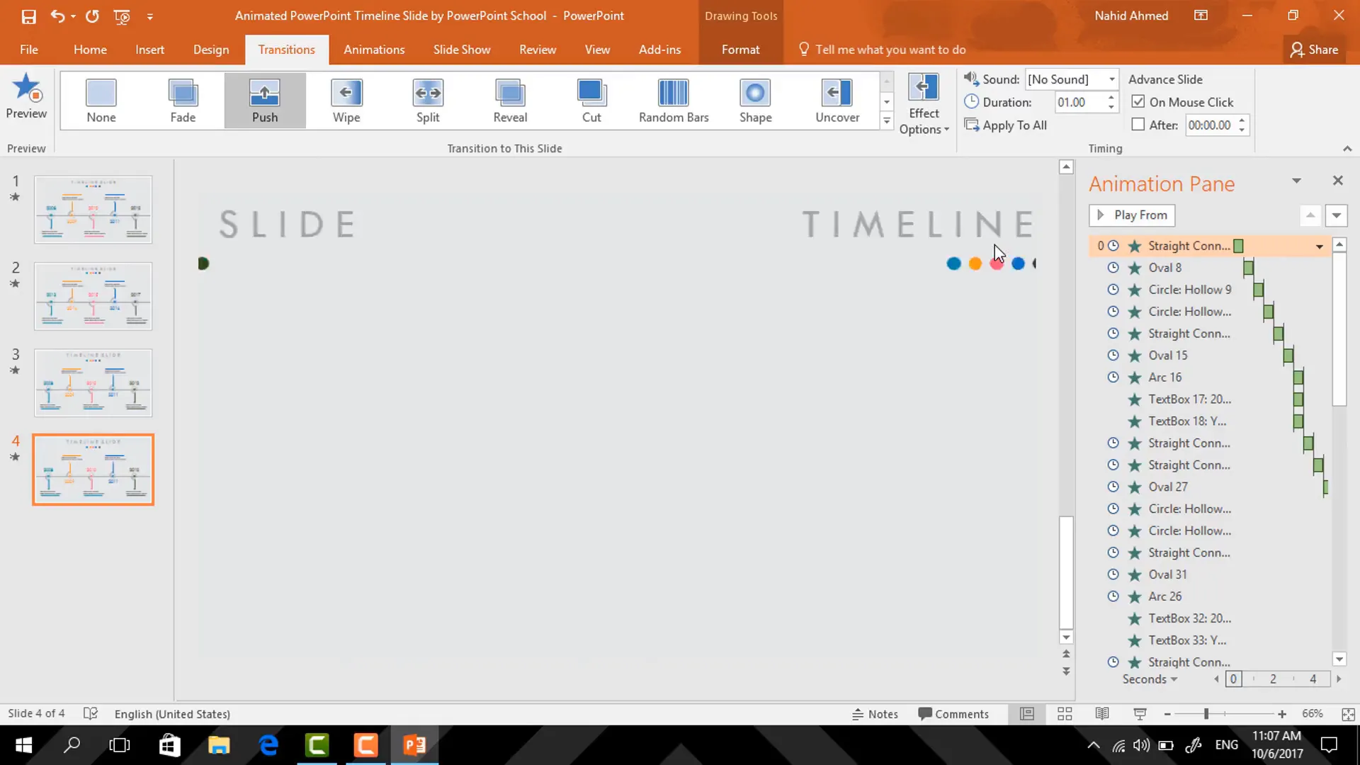 Adding push transition from right between slides