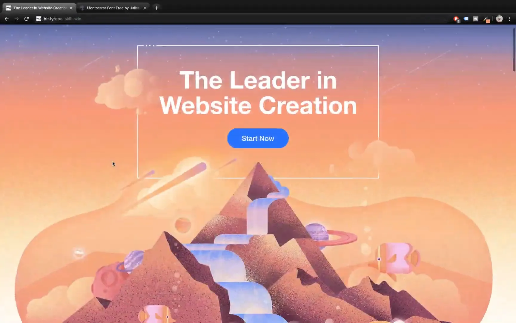 Wix homepage login screen