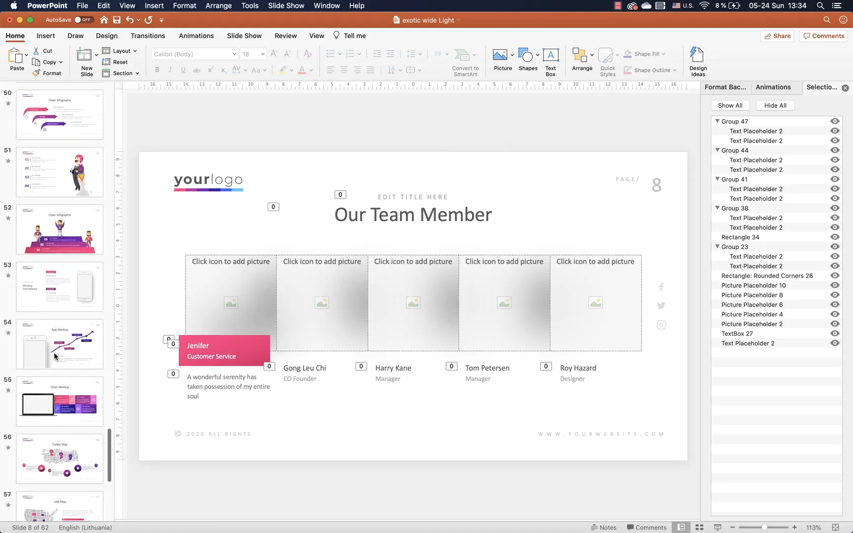 Images inserted into placeholders with animations