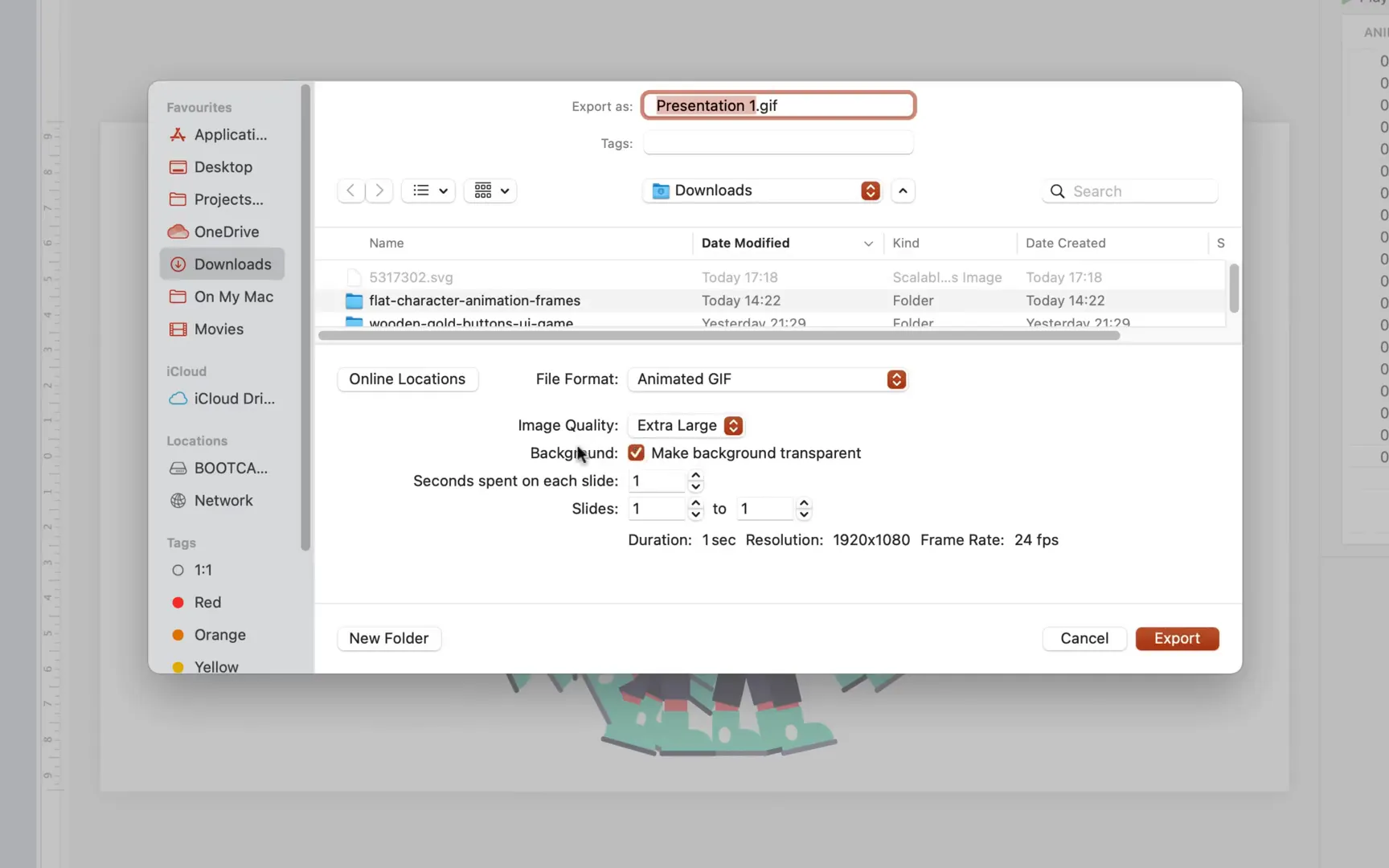 Exporting animated GIF with transparent background