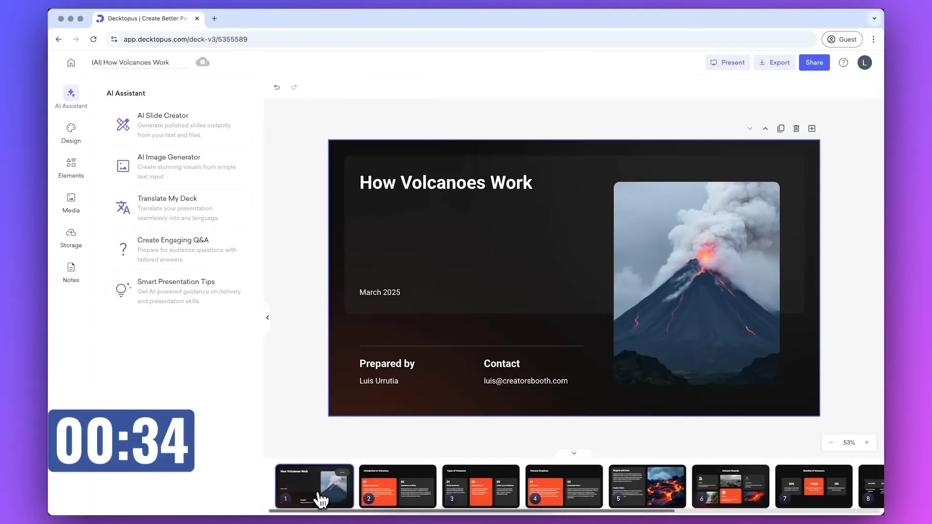 Using Decktopus to generate a presentation in under a minute