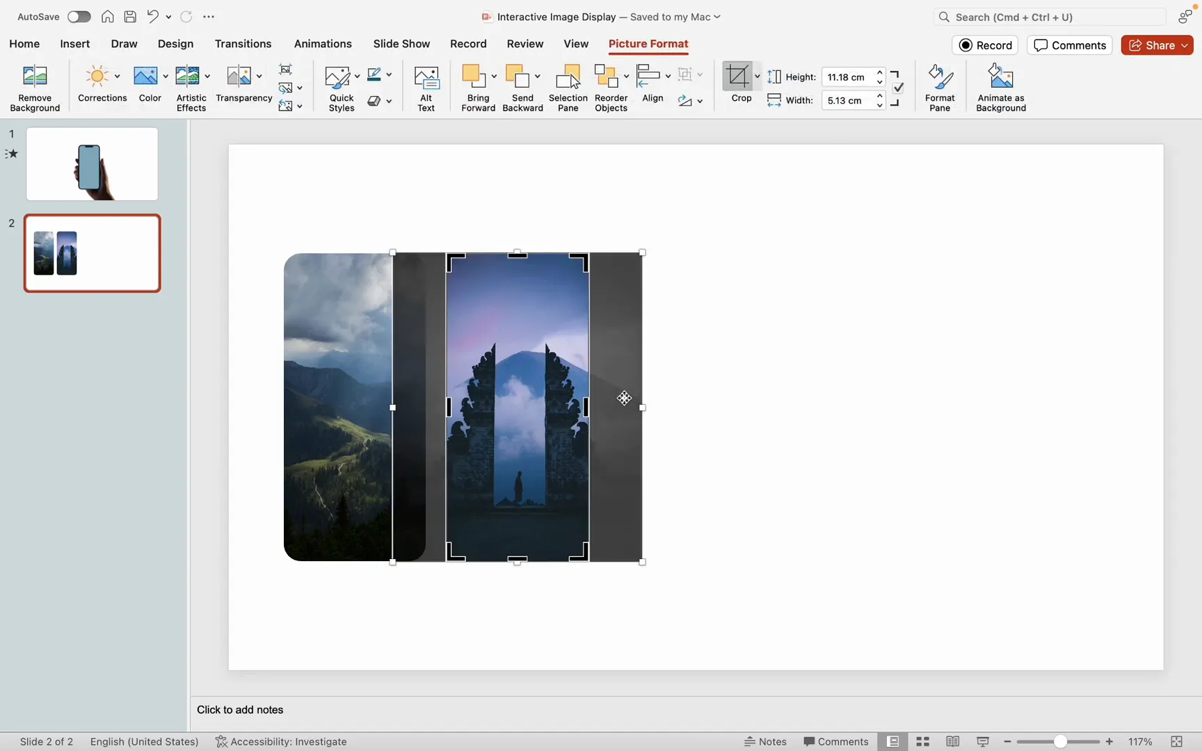 Changing picture and adjusting crop for images