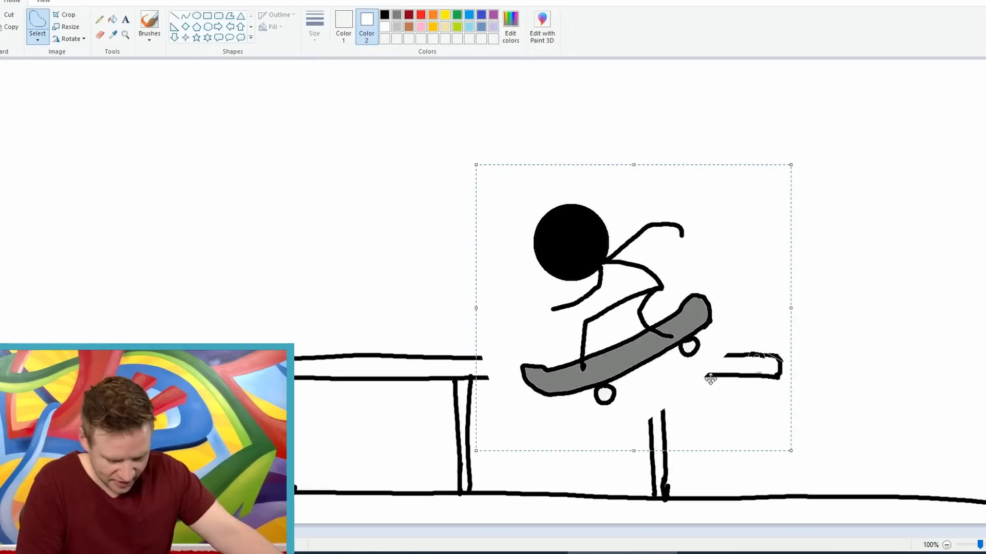 Stick figure skateboarding frame in PowerPoint
