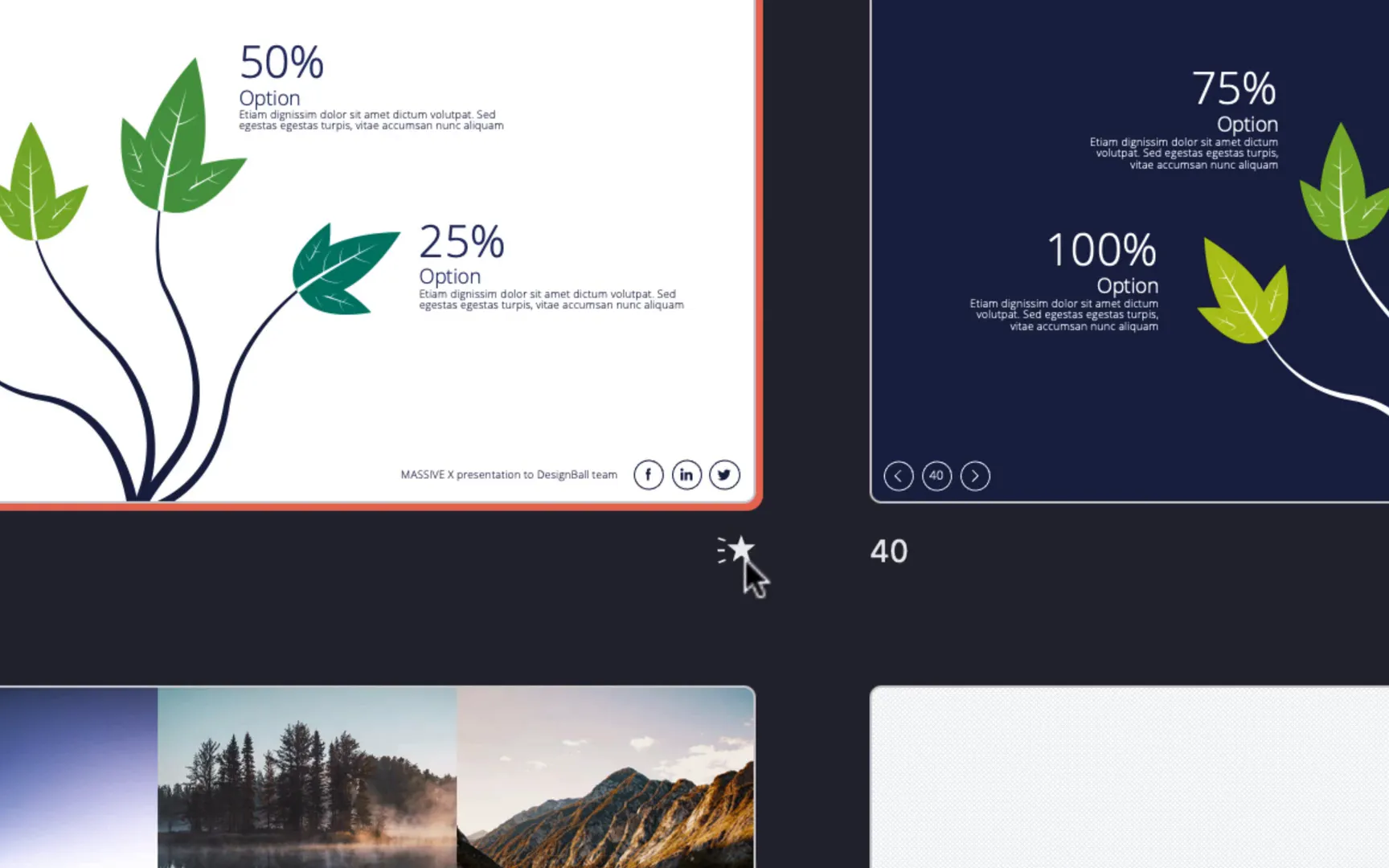 Example of a slide with animation star indicator in Massive X template