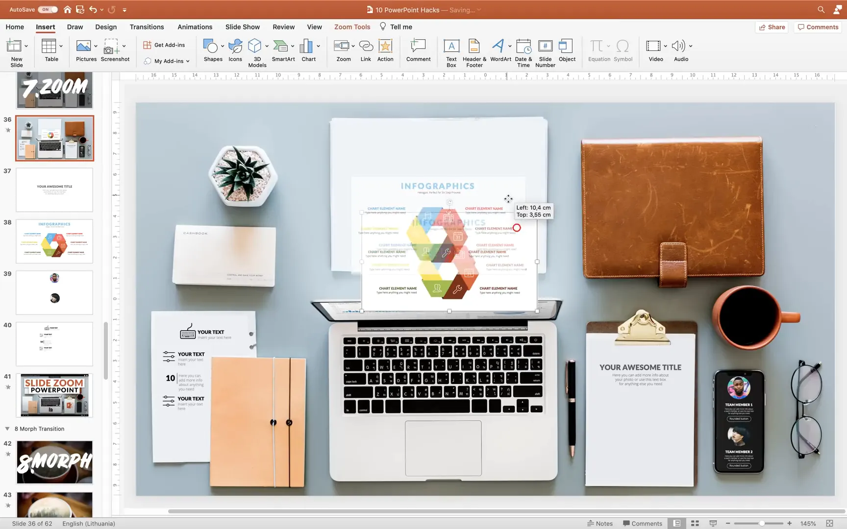 Slide Zoom feature showing navigation thumbnails in PowerPoint