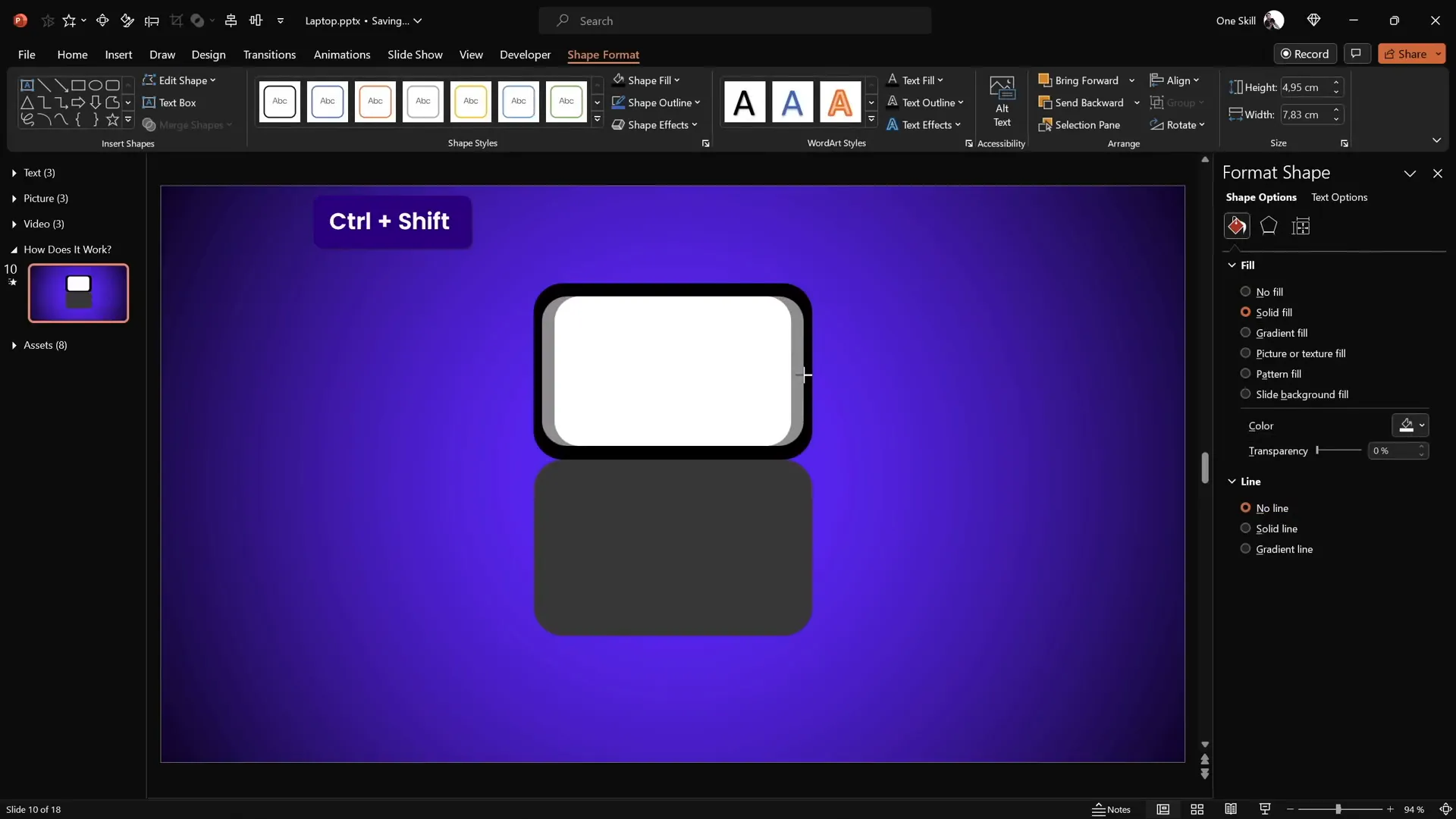 Creating keyboard and screen shapes in PowerPoint