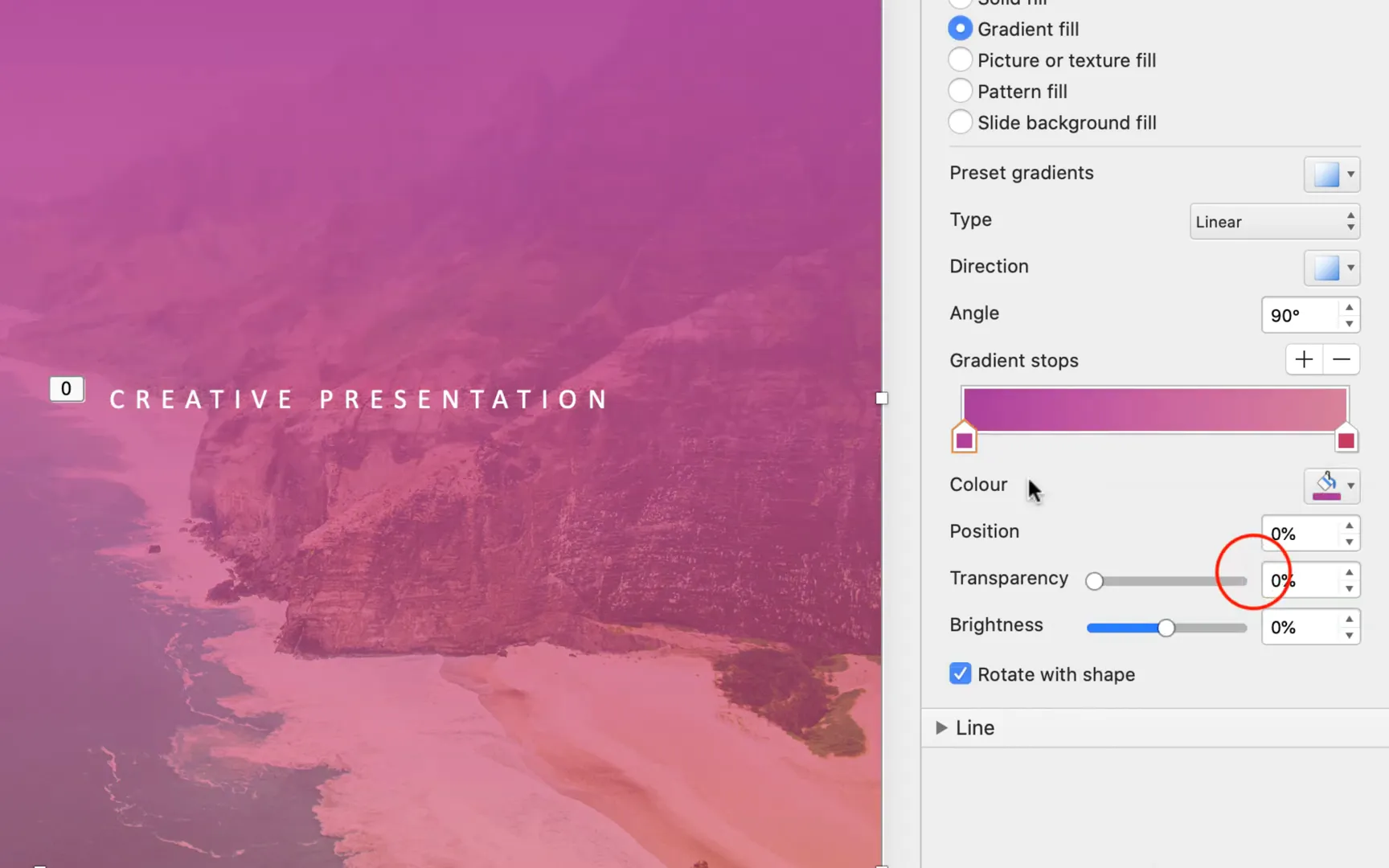 Changing gradient fill colors on shapes