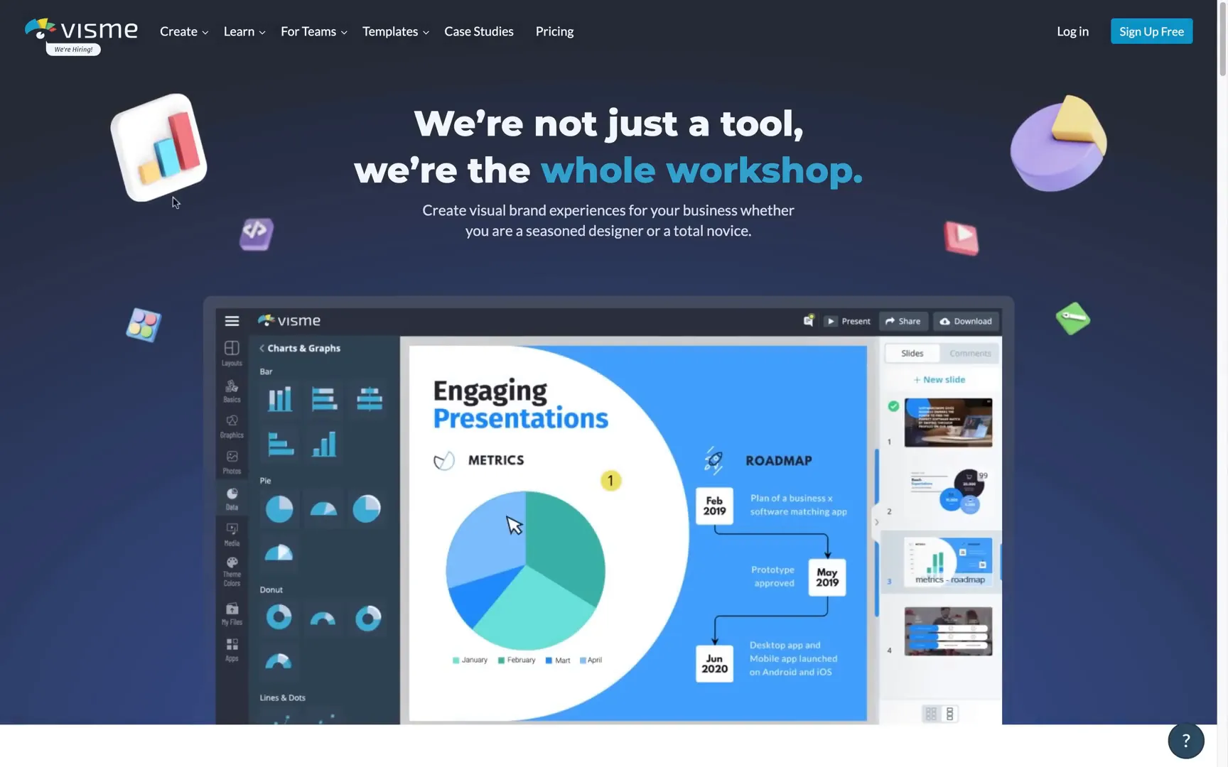 Visme online presentation creation tool interface