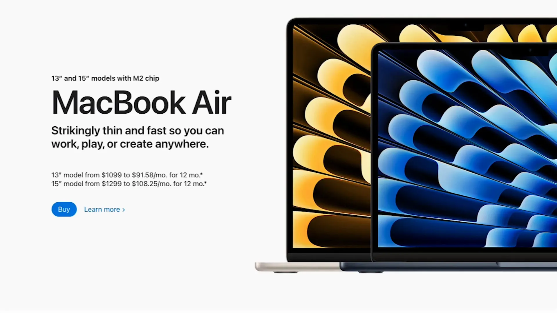 Apple website showing alignment of text and images