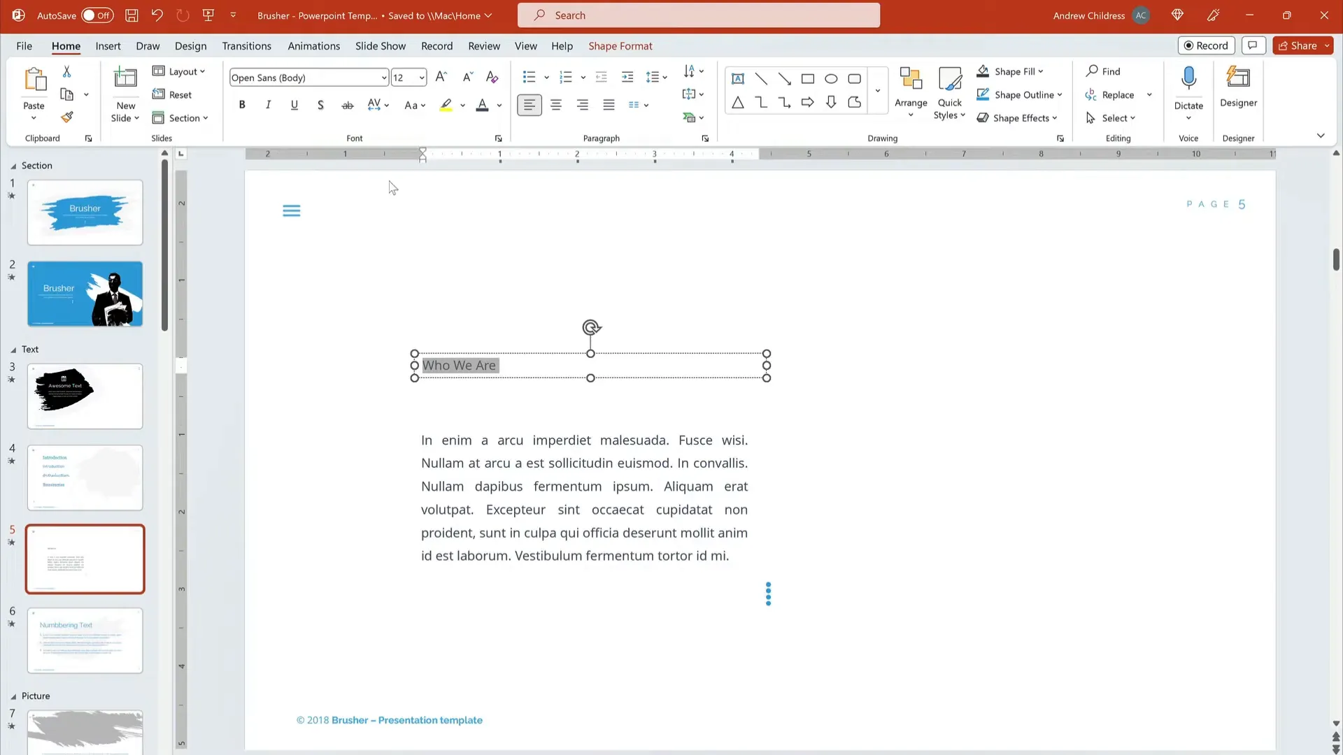 Selecting font style dropdown in PowerPoint