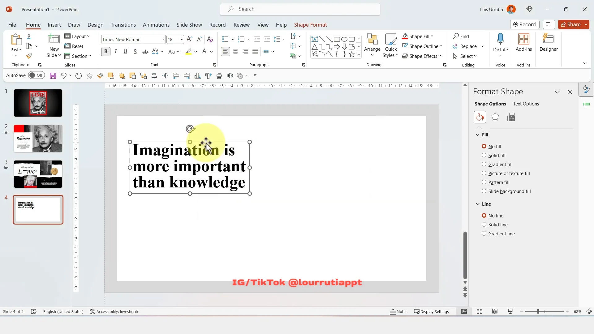 Adding inspirational quote with stylized quotation marks