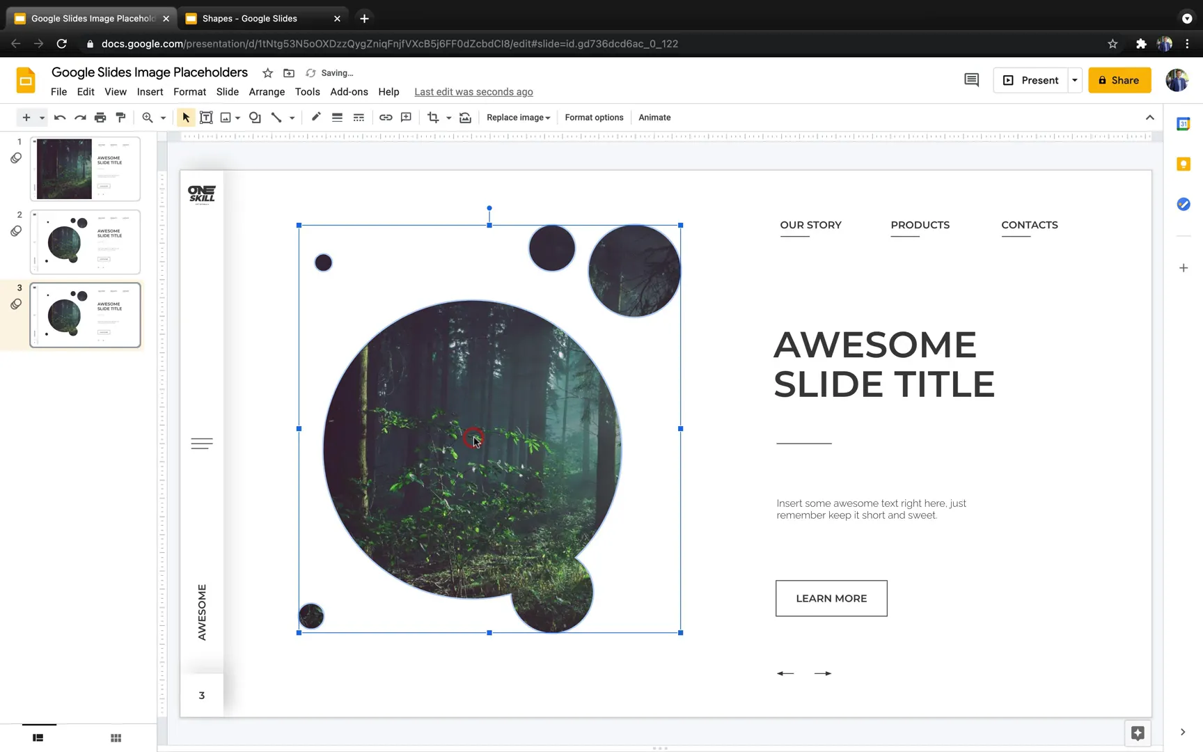 Using PowerPoint intersected photos as image placeholders in Google Slides