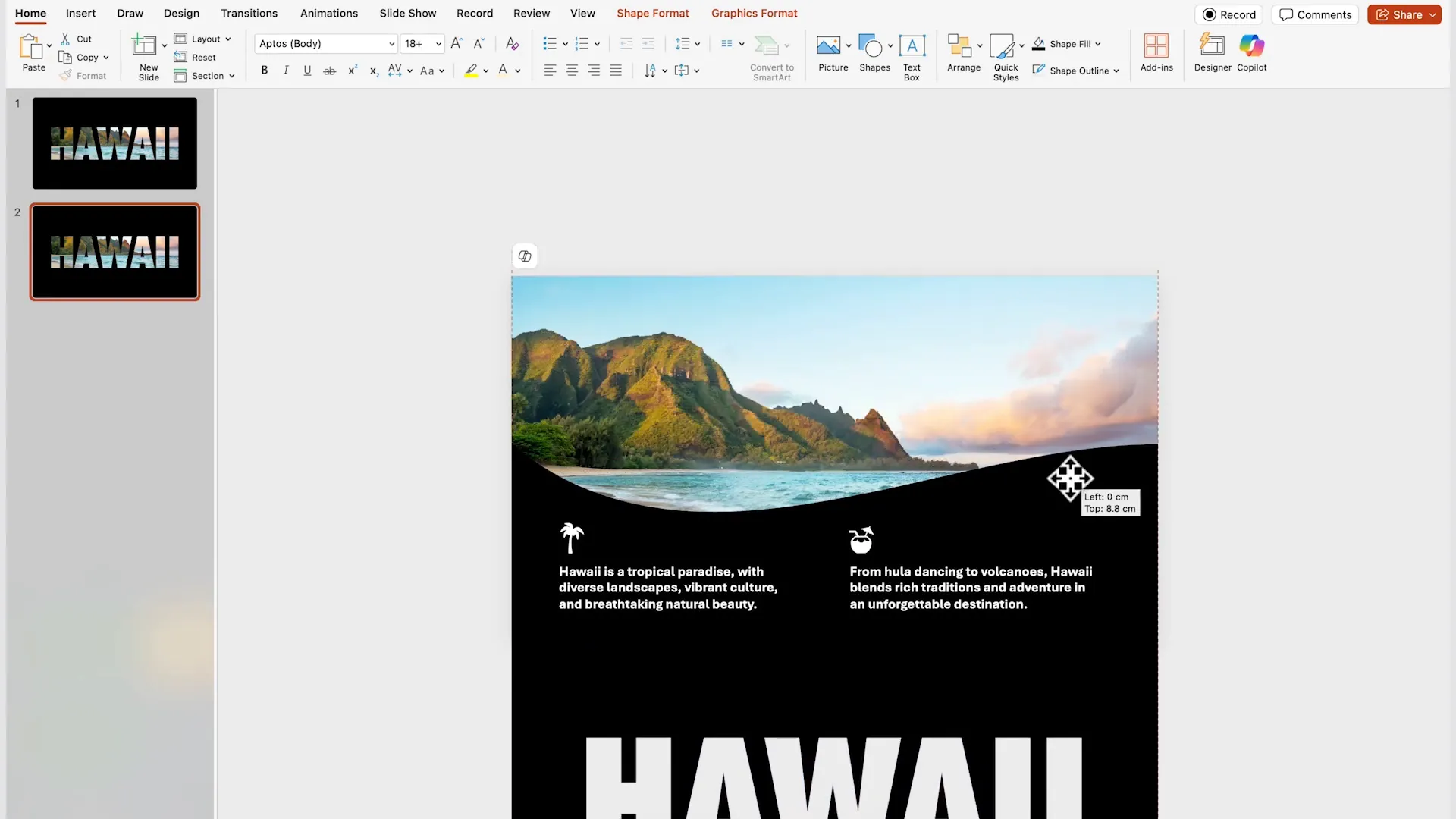 Duplicating slide and moving elements down for scroll effect