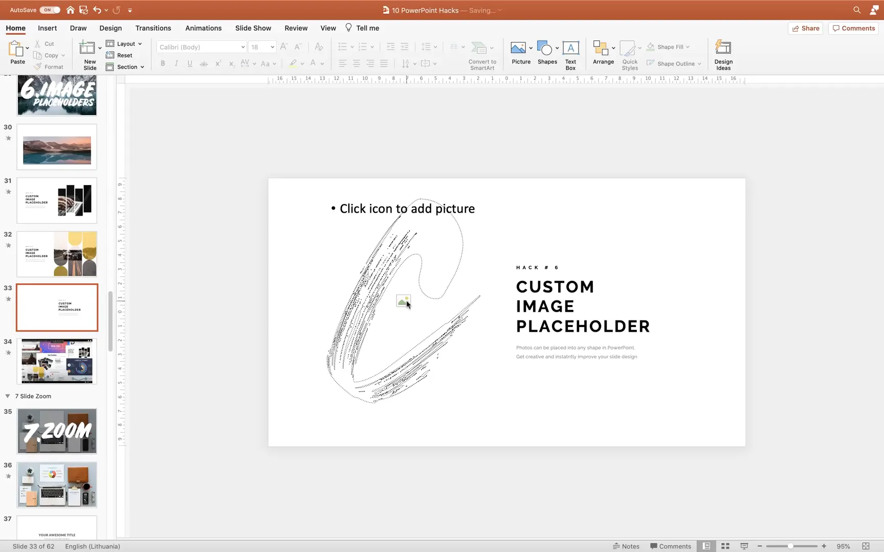 Creating custom image placeholder in Slide Master for PowerPoint