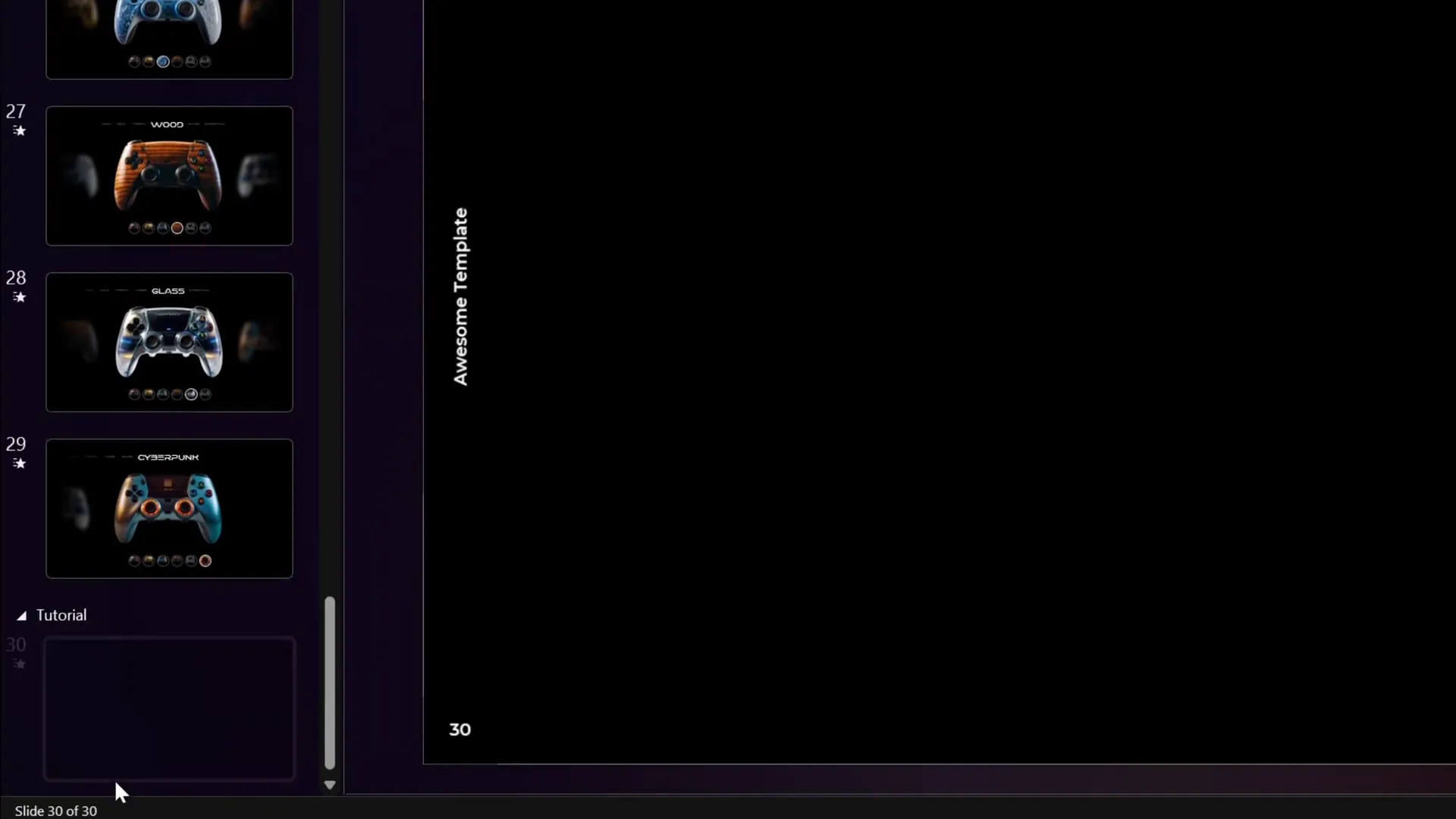Inserting a new blank black slide in PowerPoint