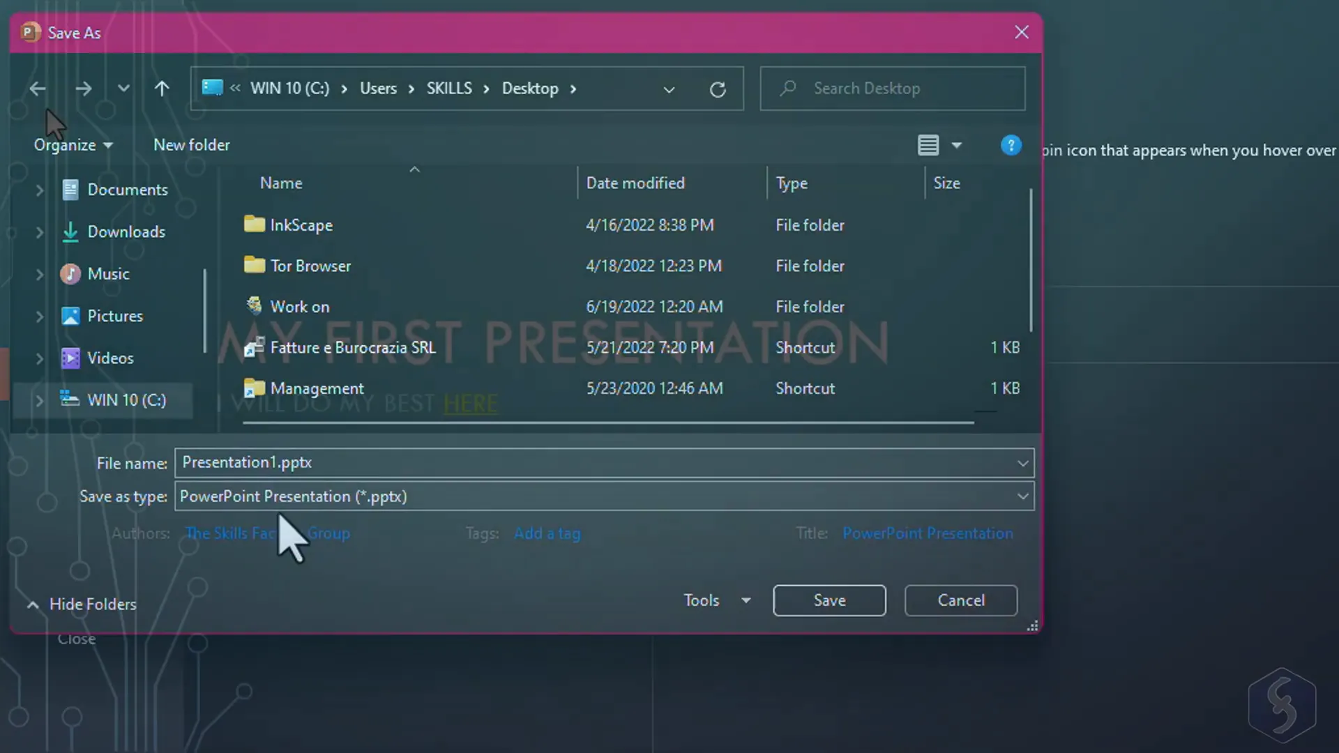 Saving and exporting PowerPoint presentations