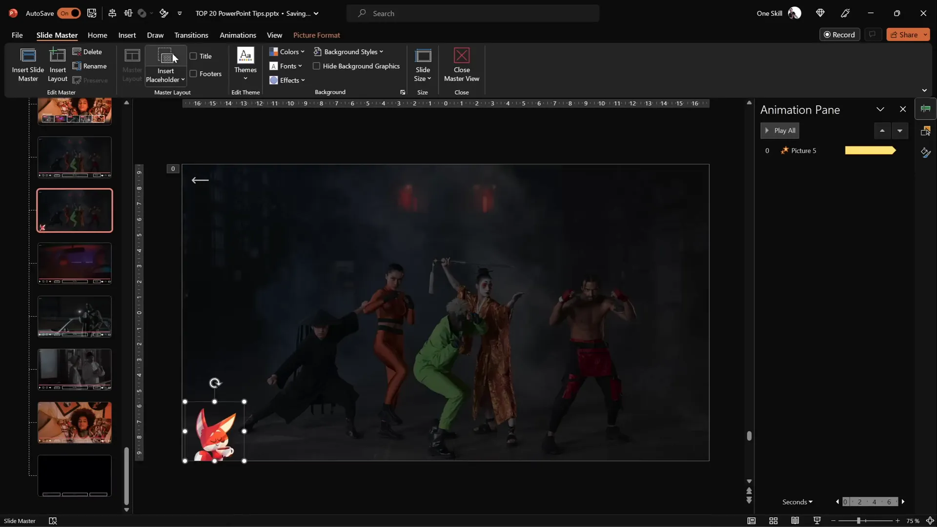 Slide master with playback animation