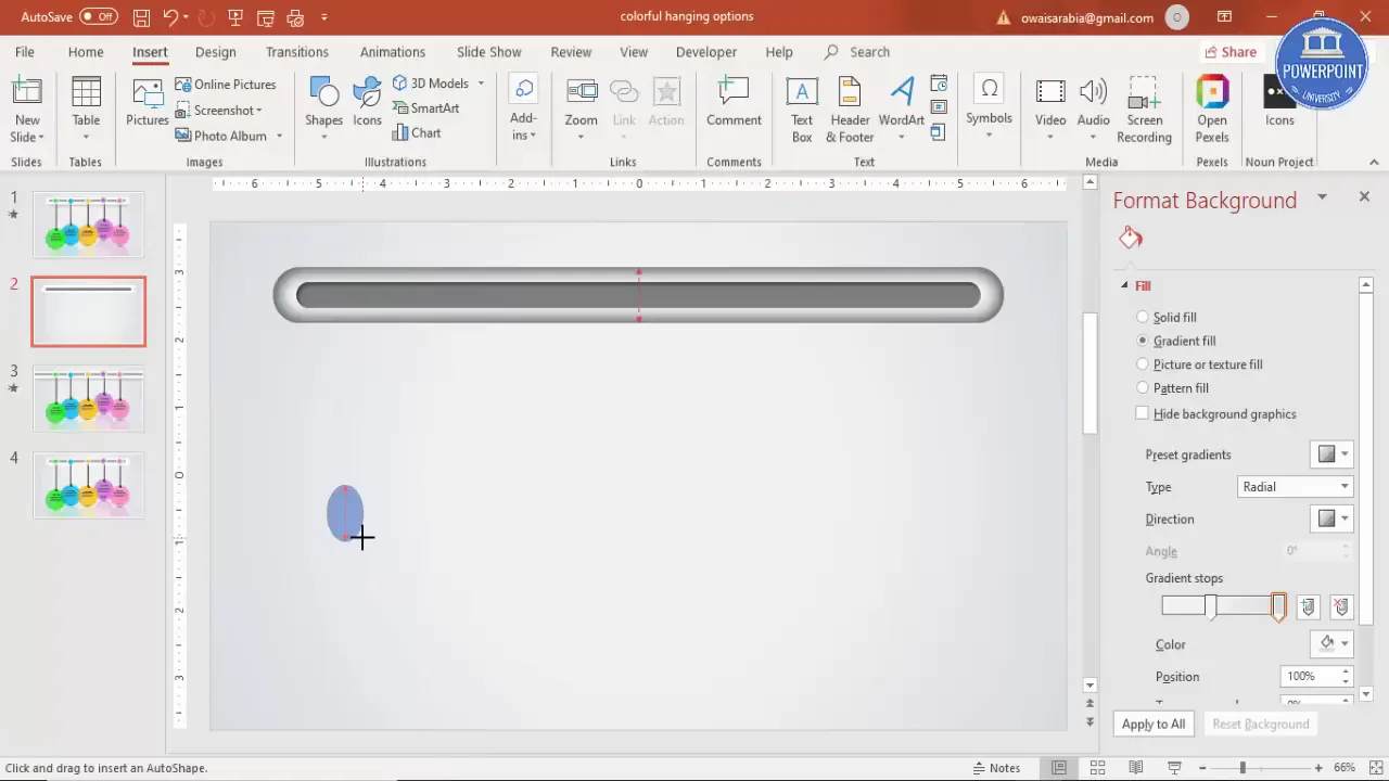 Creating oval shape with gradient fill