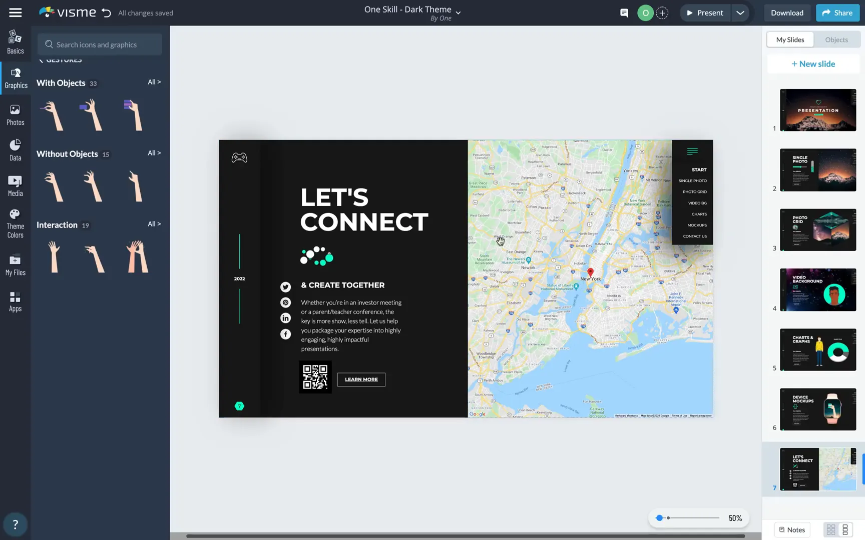 Zoomable Google Map embedded in slide