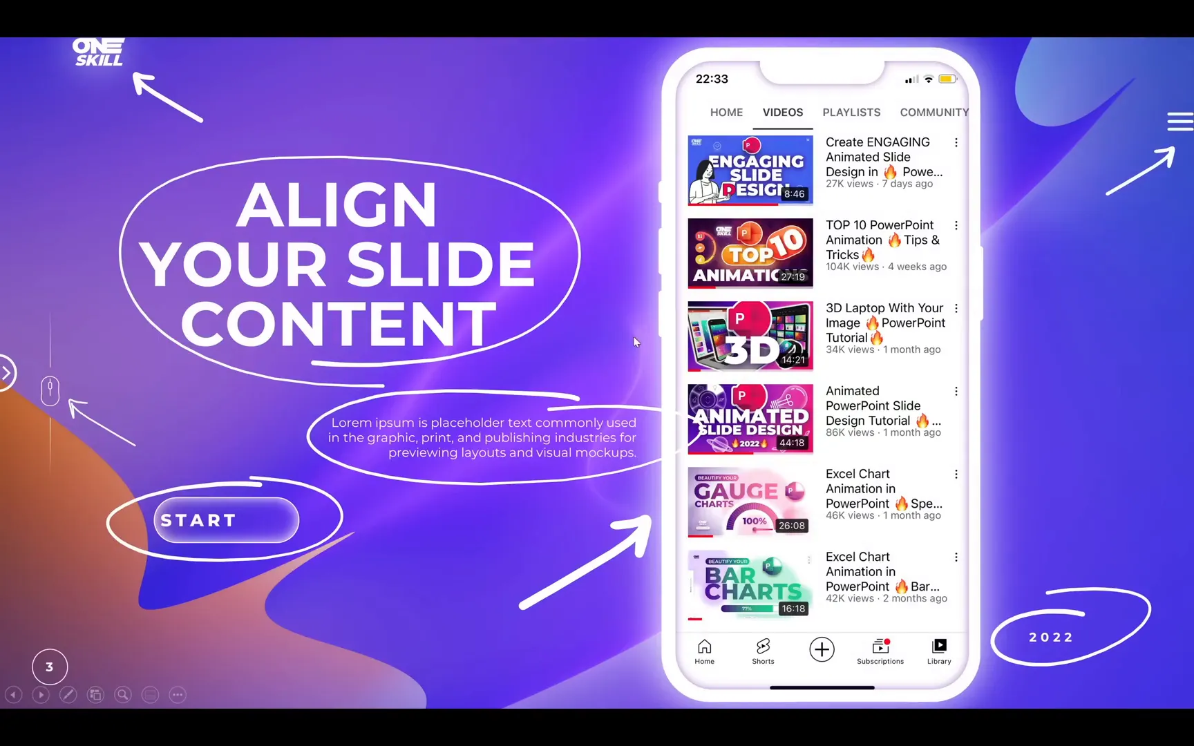 Slide showing misaligned shapes and text