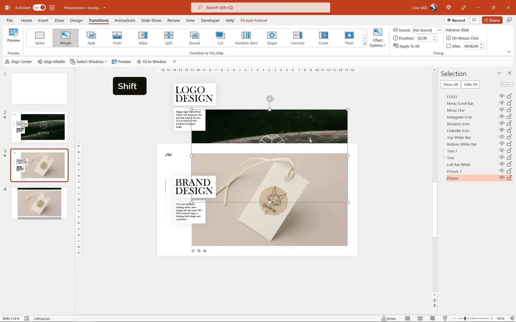 Parallax scrolling effect with images and text moving at different speeds