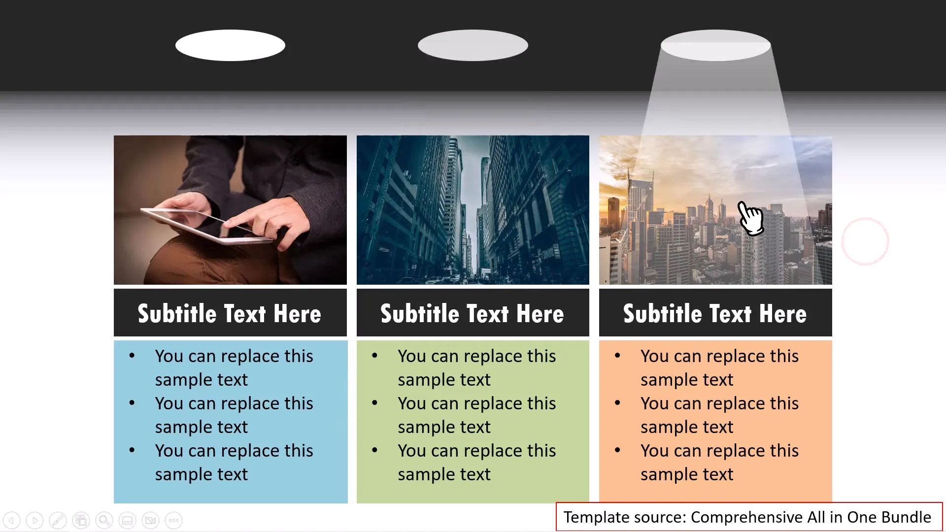 Spotlight effect on images and explanations to draw viewer attention