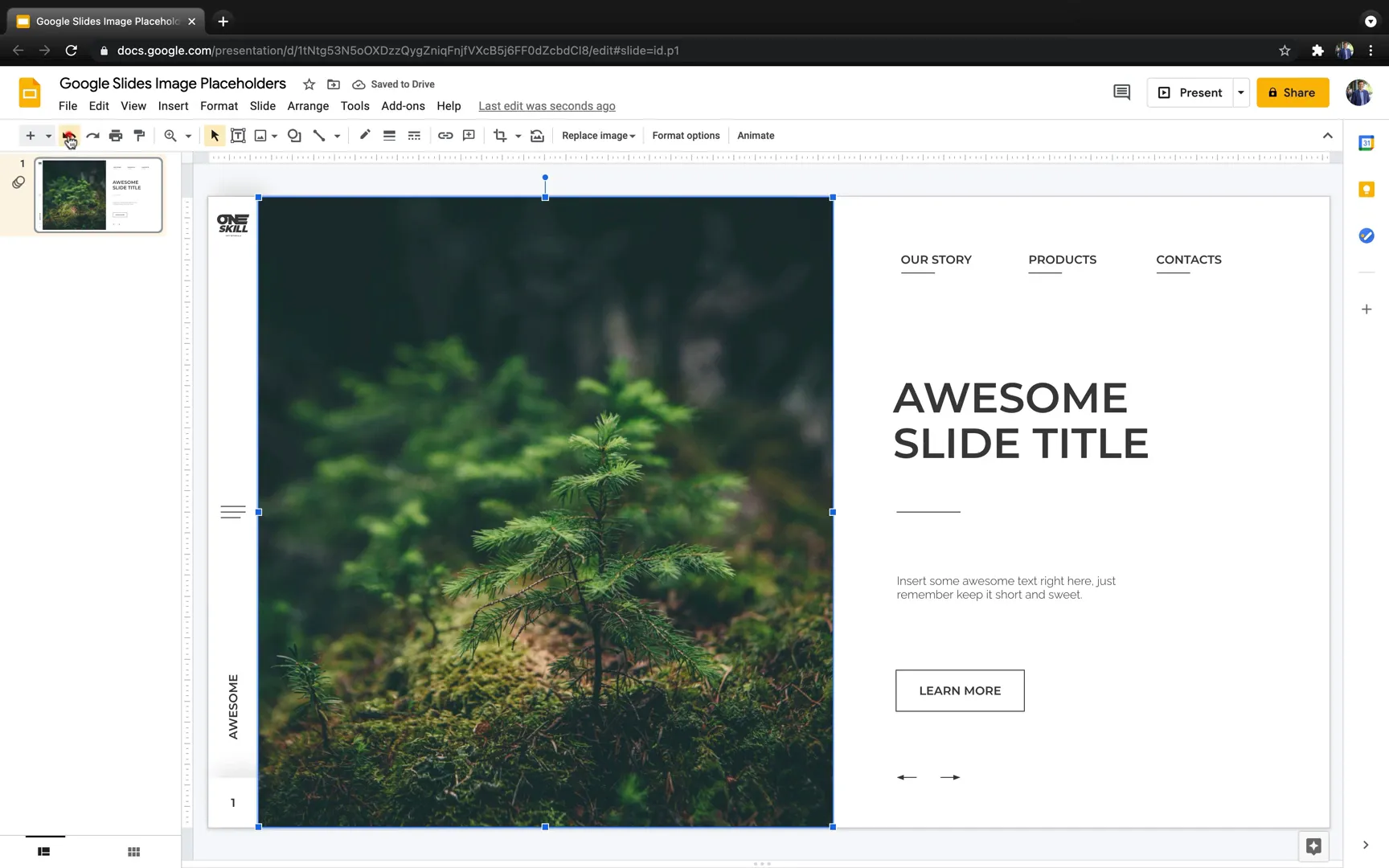 Replace image button and crop to shapes in Google Slides