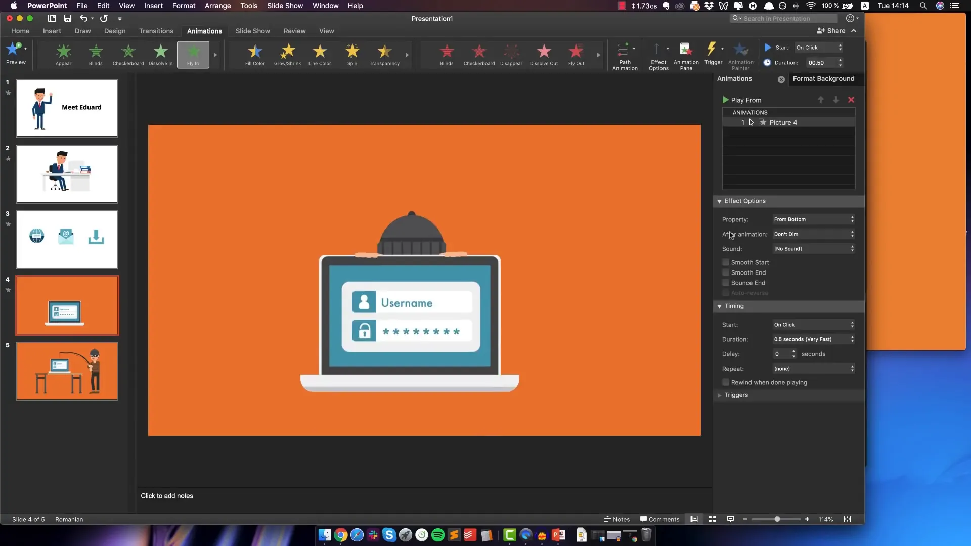 Applying slide transitions in PowerPoint