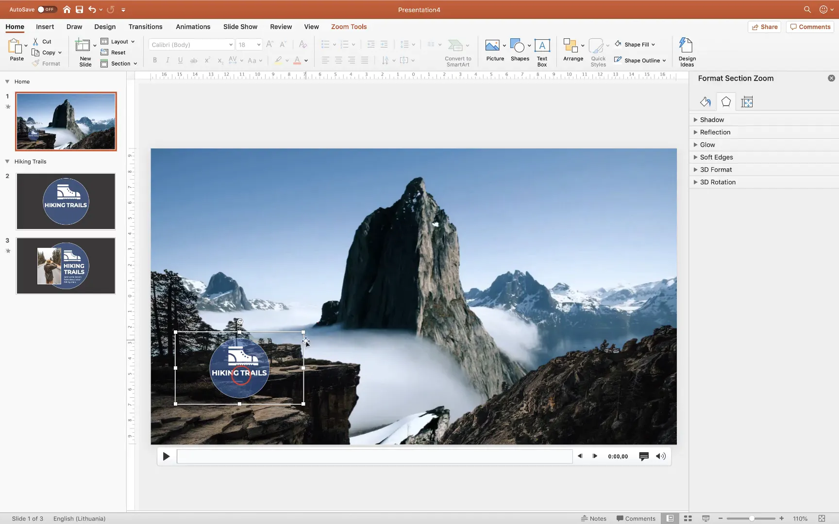 Adjusting section zoom size to fit within slide boundaries to avoid black edges
