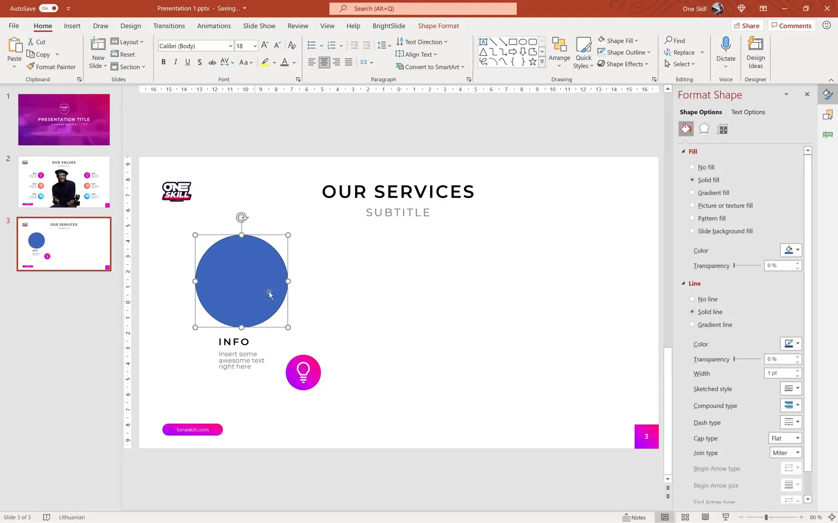 Inserting photos into circles and adding gradient overlays in PowerPoint