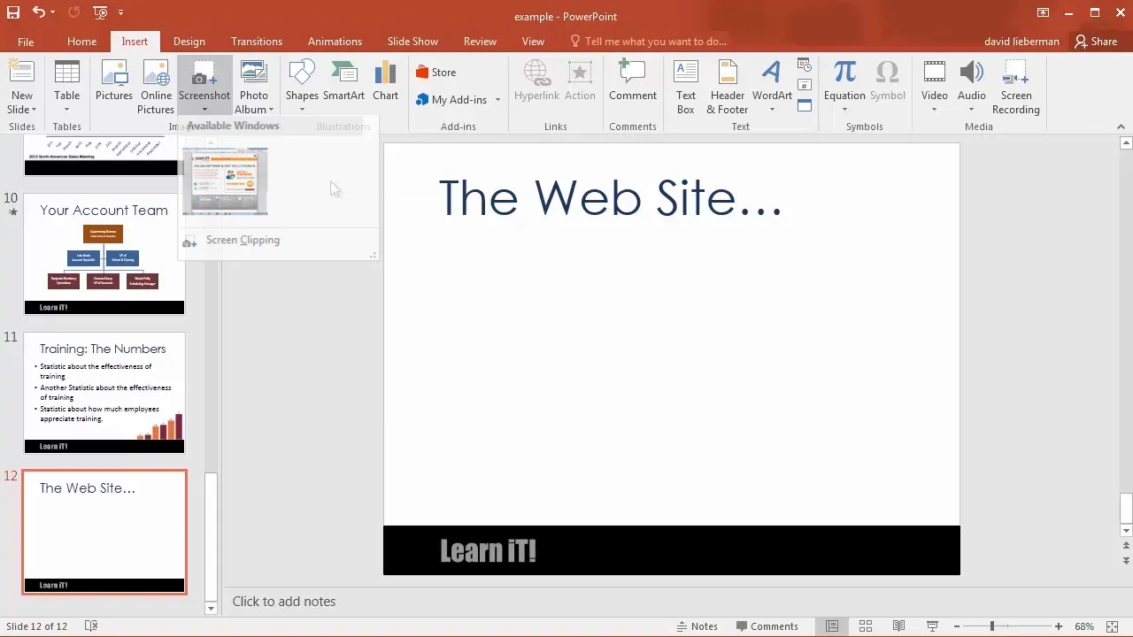 Using screen clipping to capture part of the screen