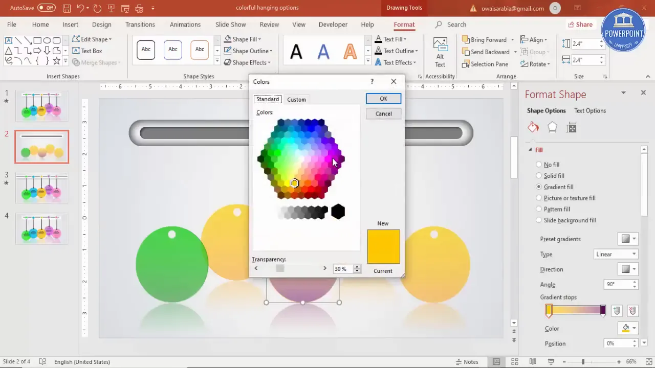 Duplicating and changing colors of oval shapes for options