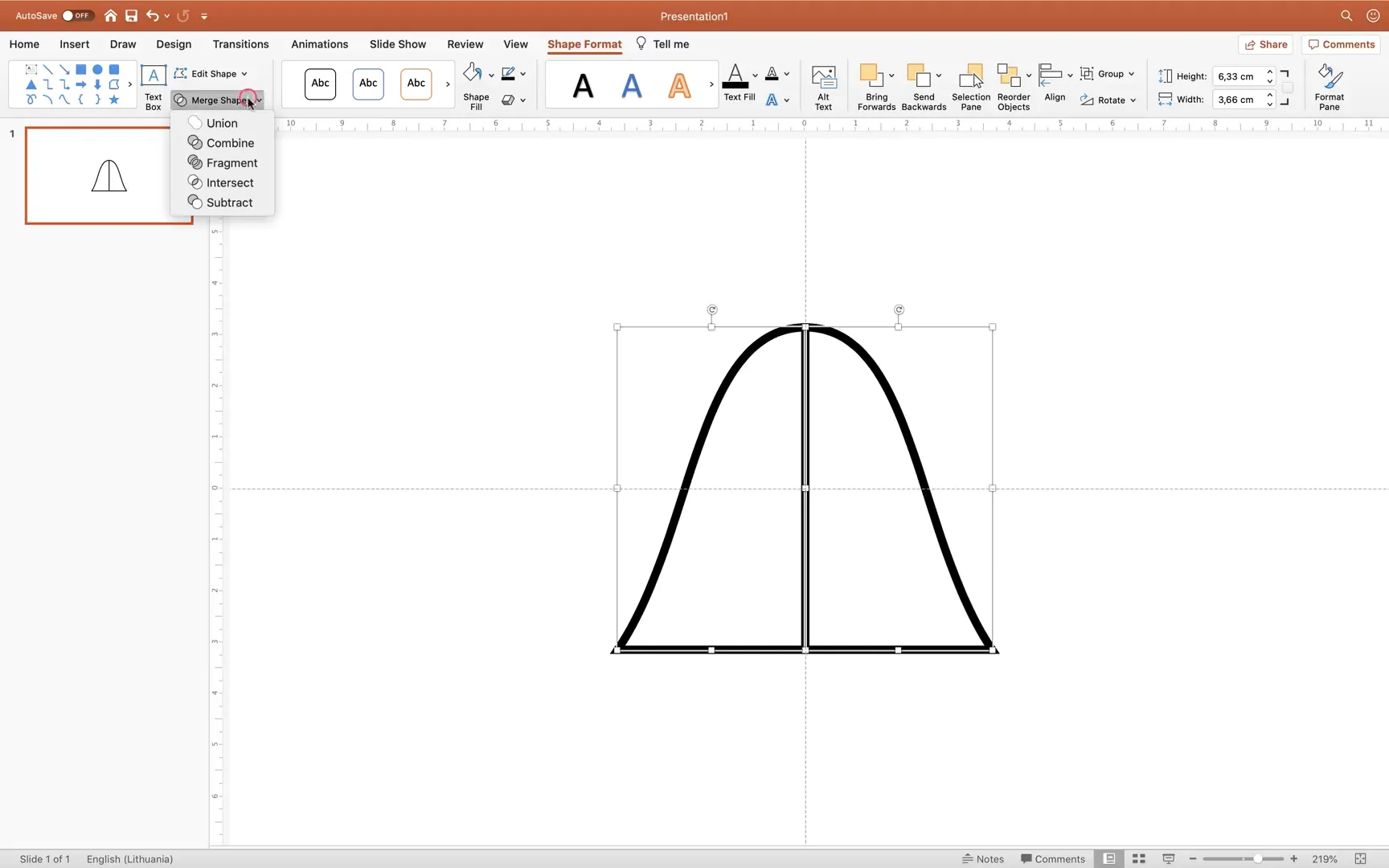 Creating symmetrical custom shape by union of shapes