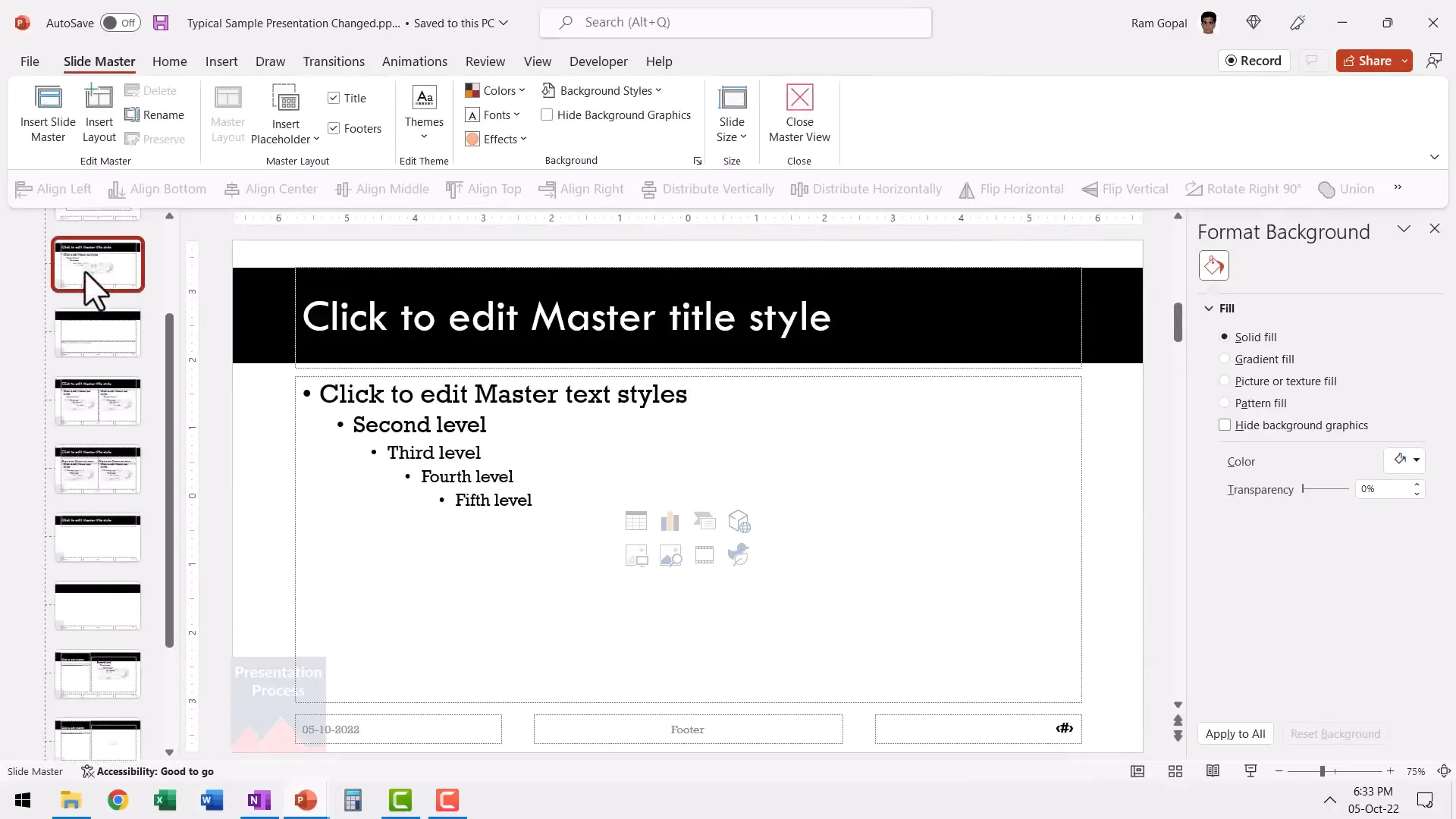 Changing slide size to 4:3 in Slide Master
