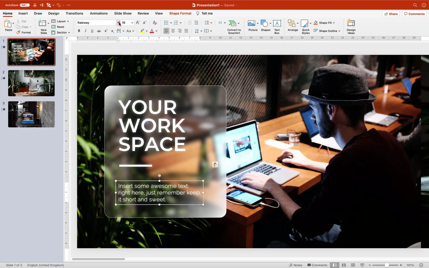 Adding text and shadow effects to glassmorphic card