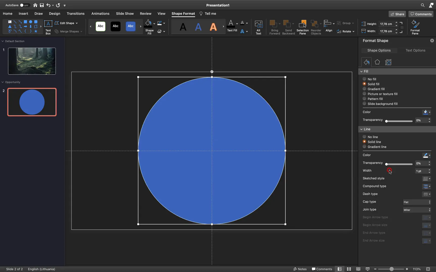 Adding a new section and blank slide with dark background