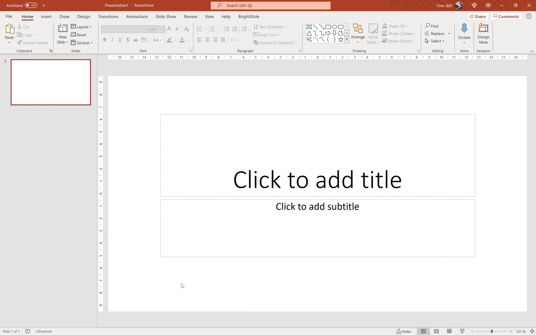 Opening a new blank PowerPoint slide