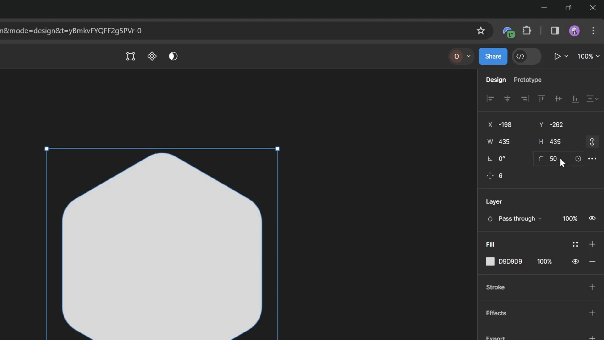 Creating rounded hexagon using Figma polygon tool