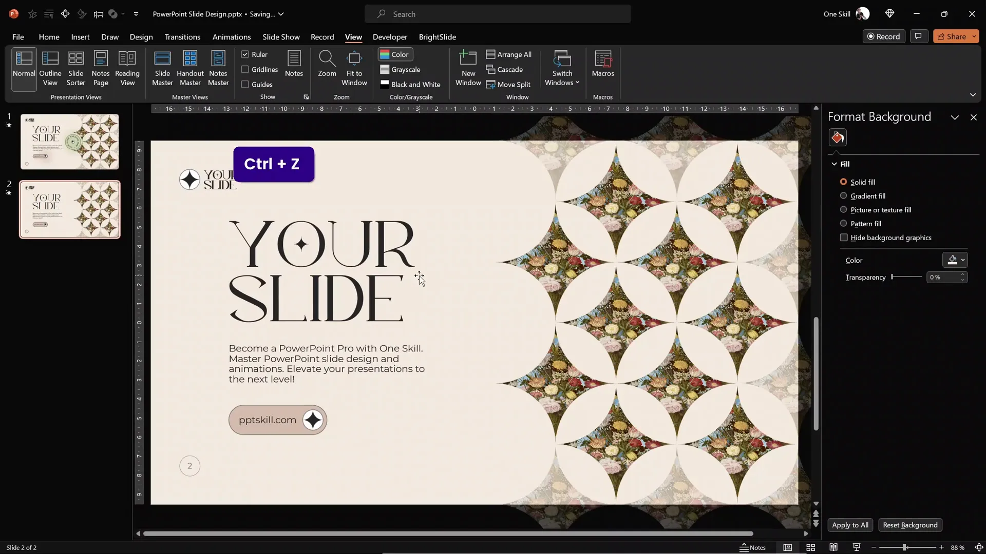 Slide numbers appearing on slides