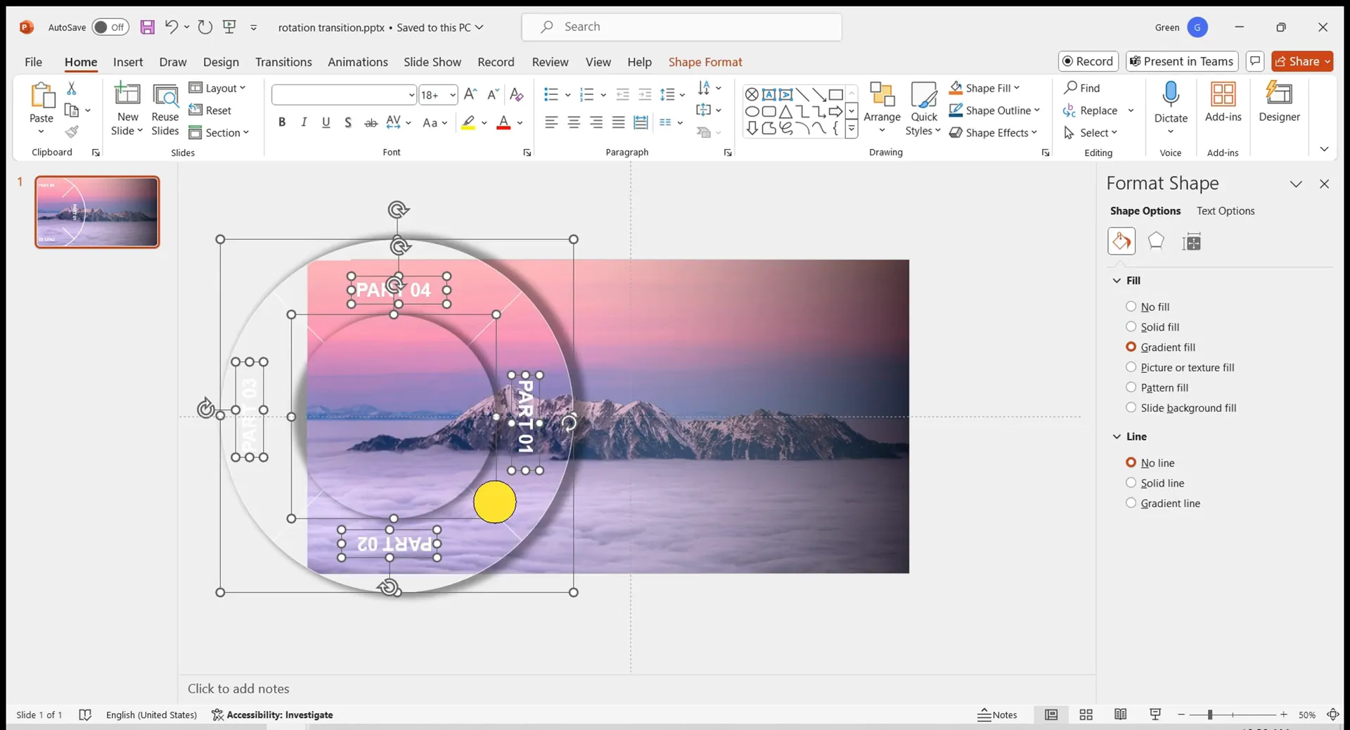 Center circle added and elements grouped