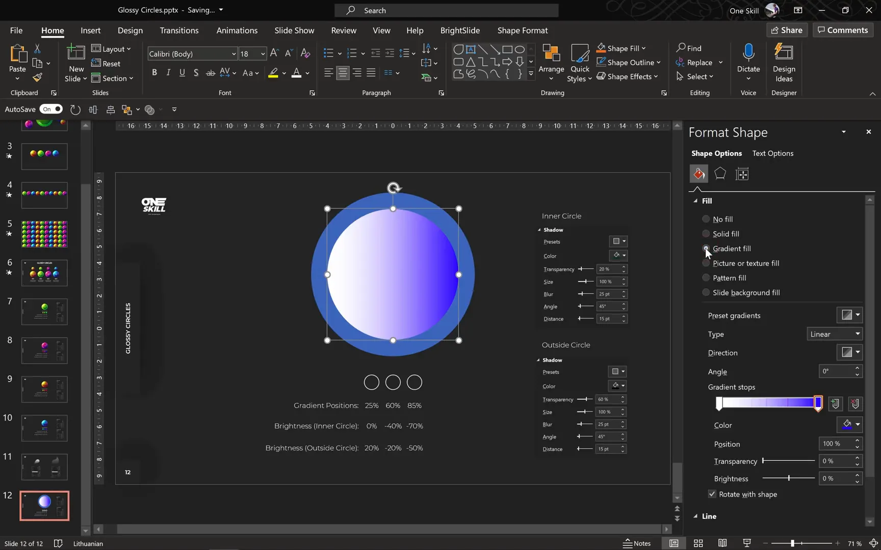 Applying radial gradient with three color stops