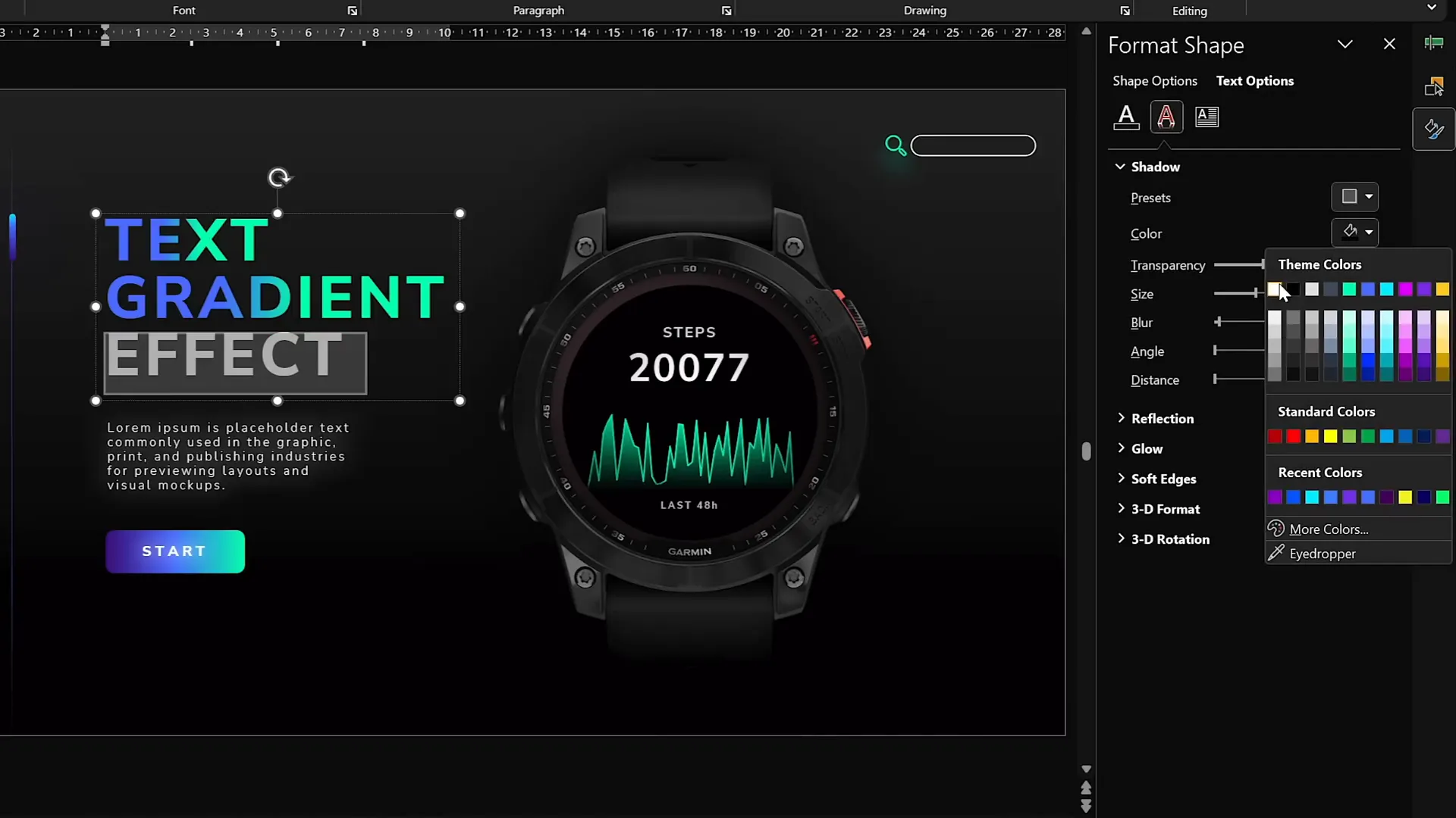 Applying gradient fill to slide title text